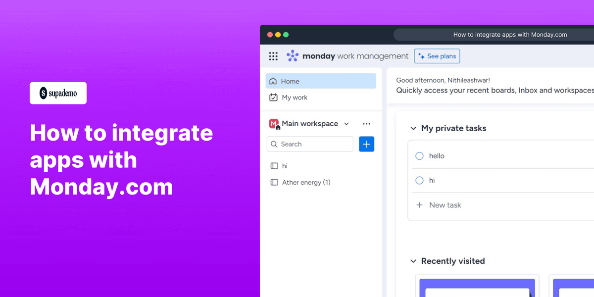 How to integrate apps with Monday.com screenshot