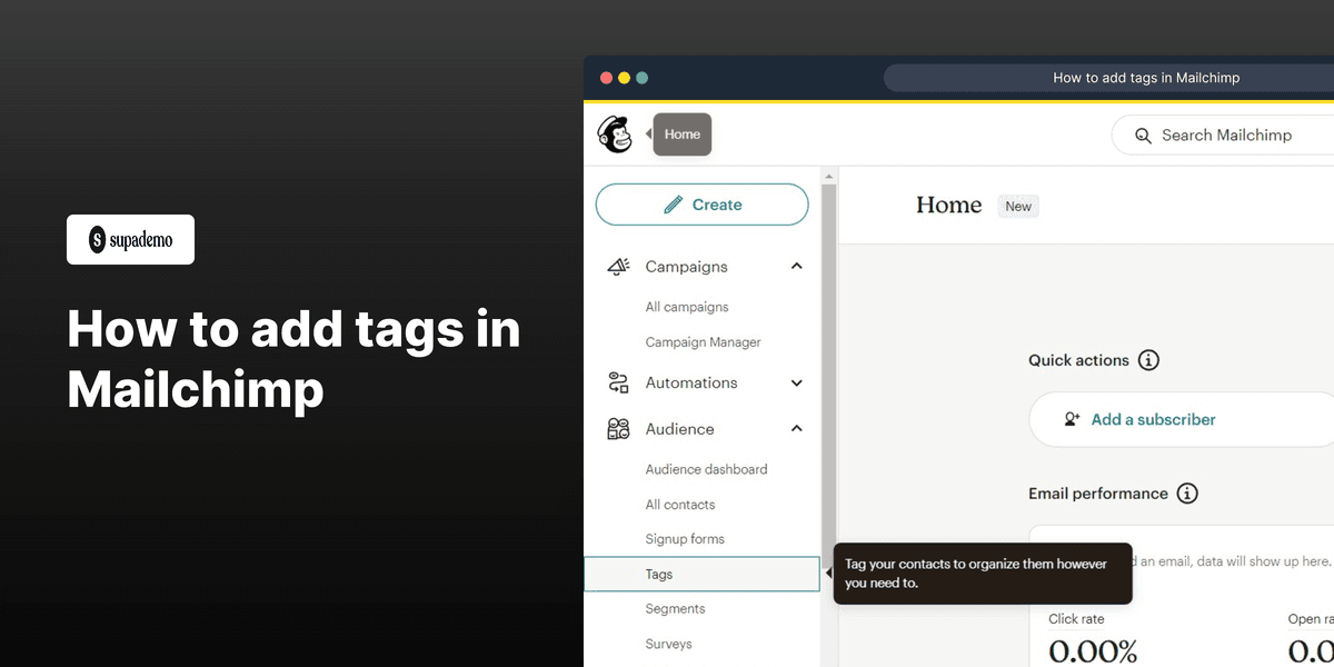 How to add tags in Mailchimp screenshot