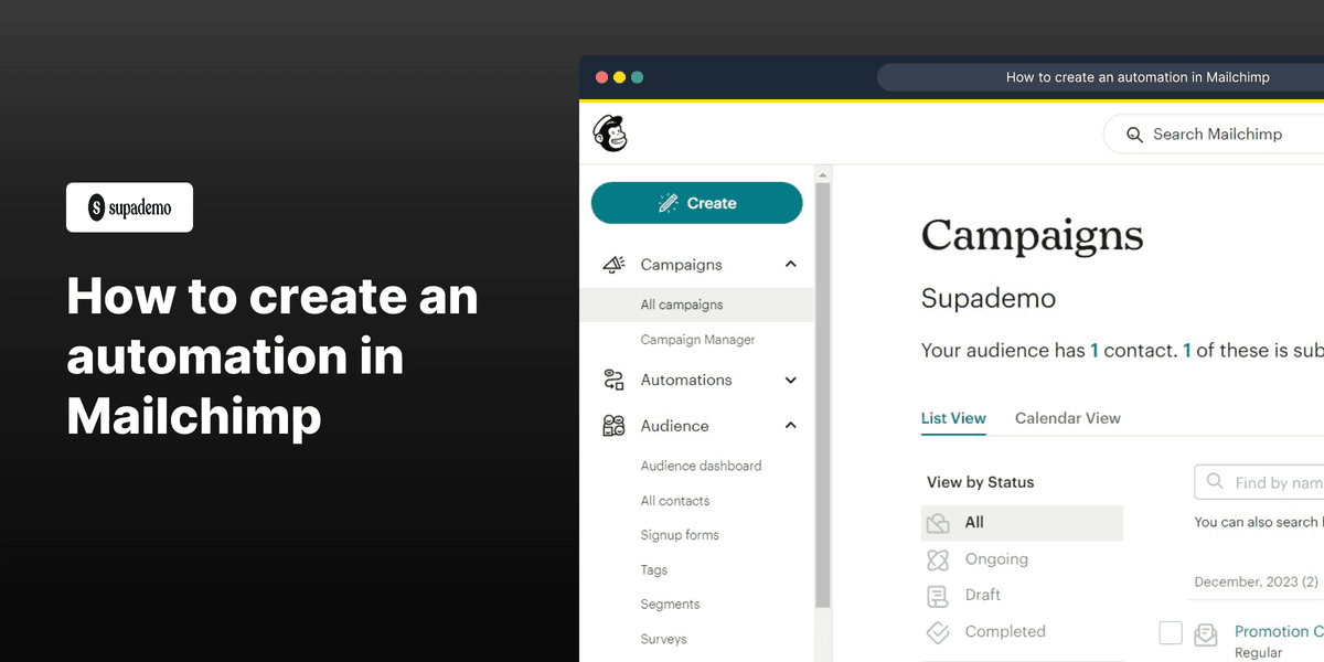 How to create an automation in Mailchimp screenshot