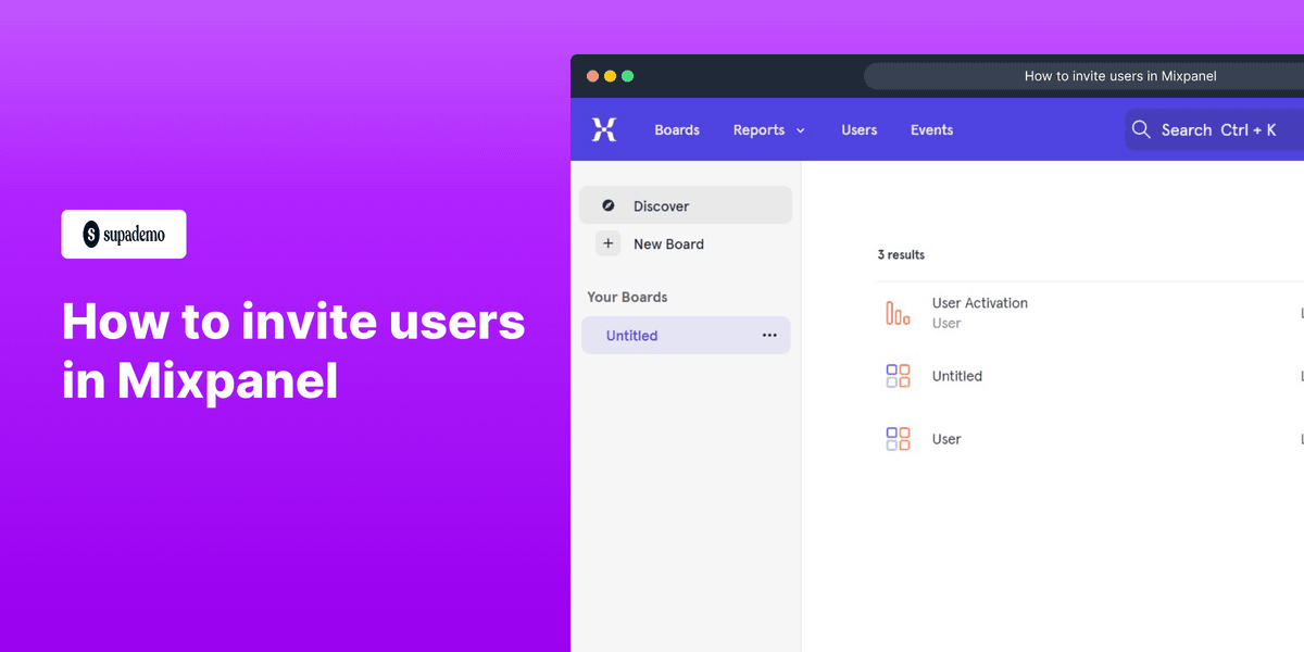 How to invite users to Mixpanel screenshot
