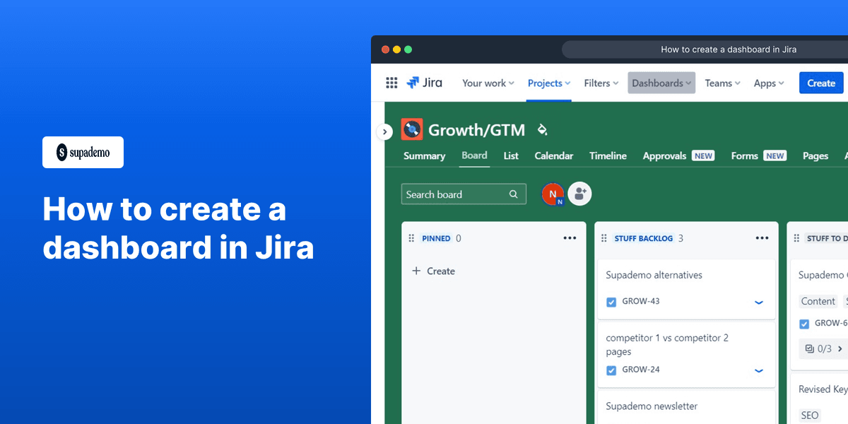 How to create a dashboard in Jira screenshot