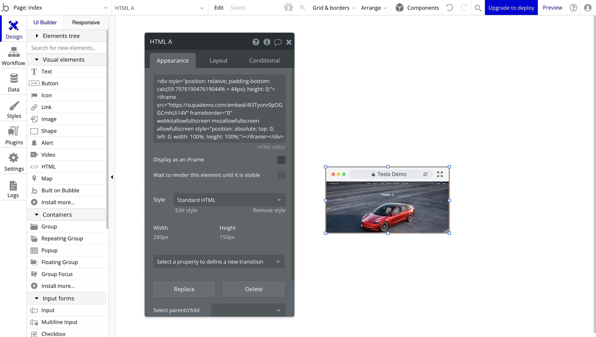 Configure embed settings