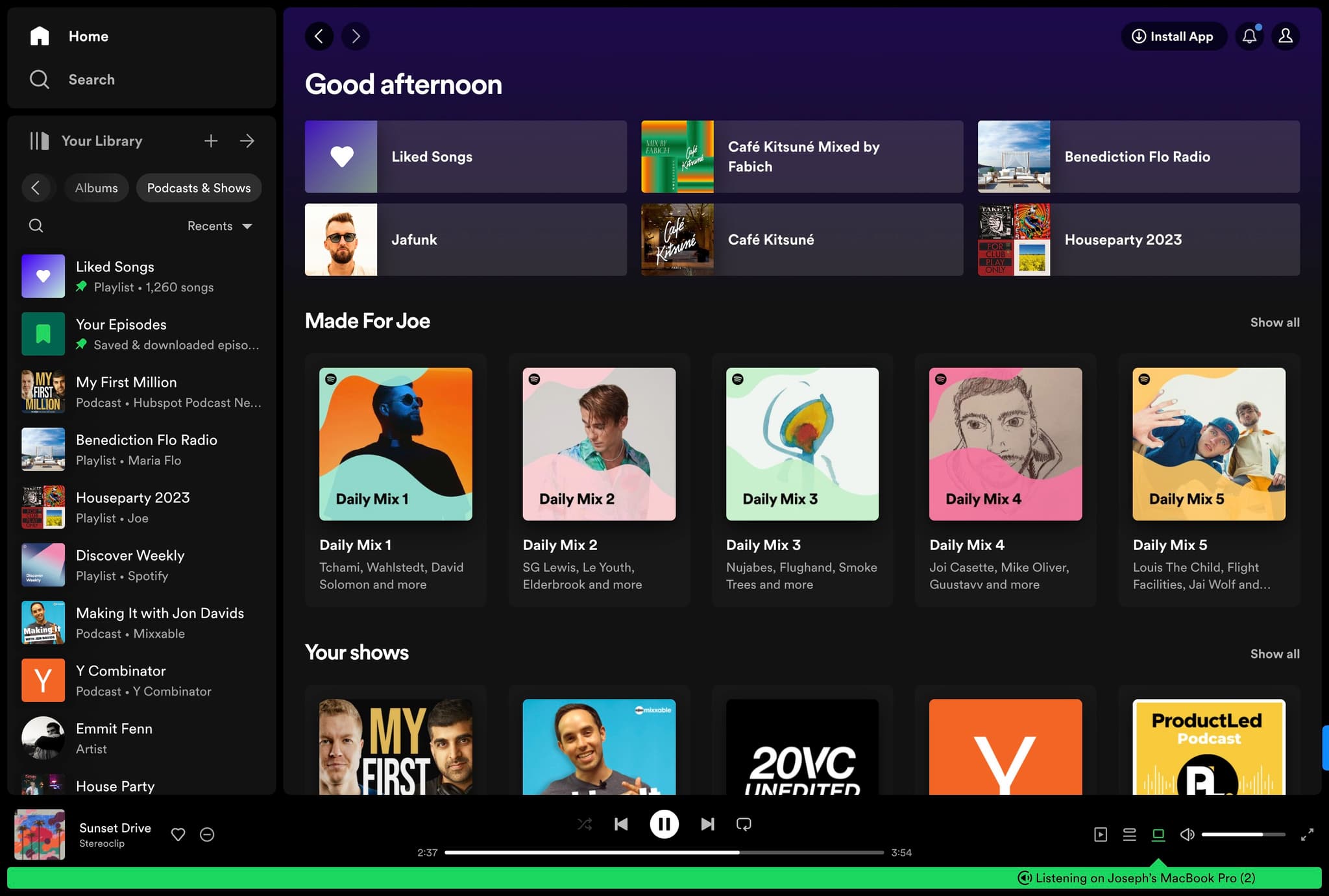 Navigate to Podcasts & Shows