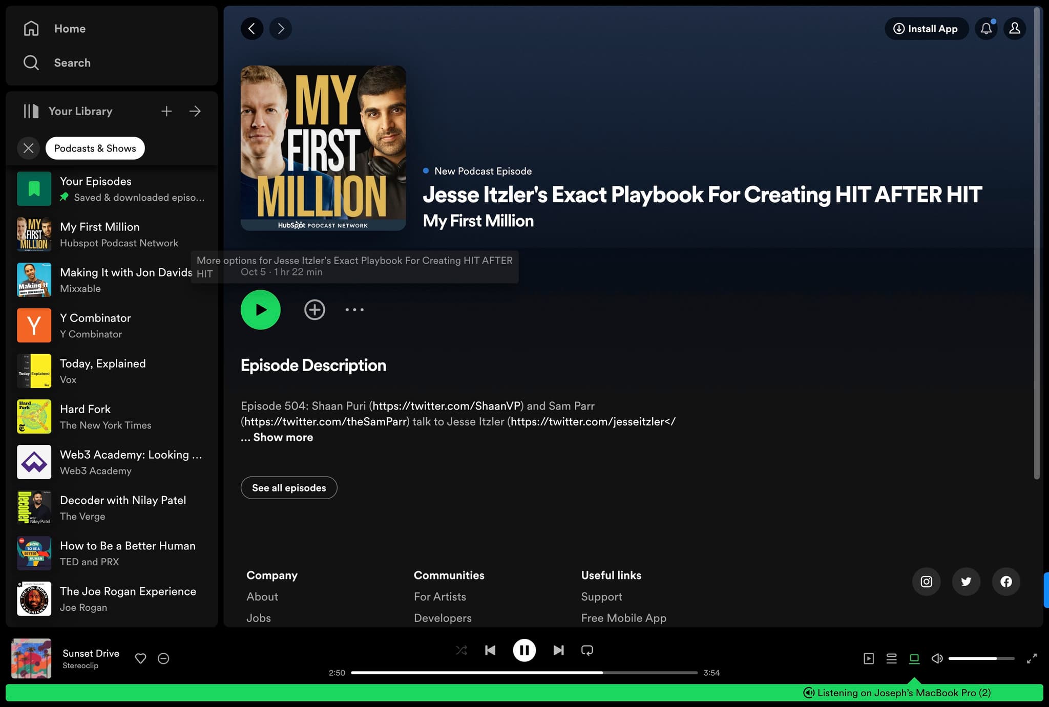 Access the episode details