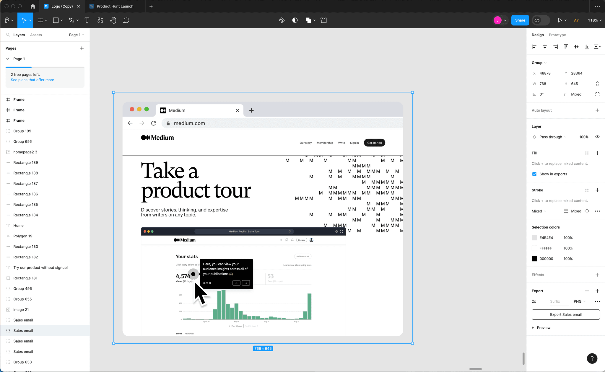 Select the frame or page