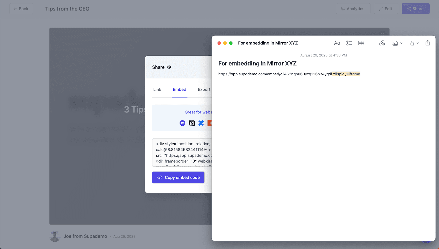 Complete the upload process
