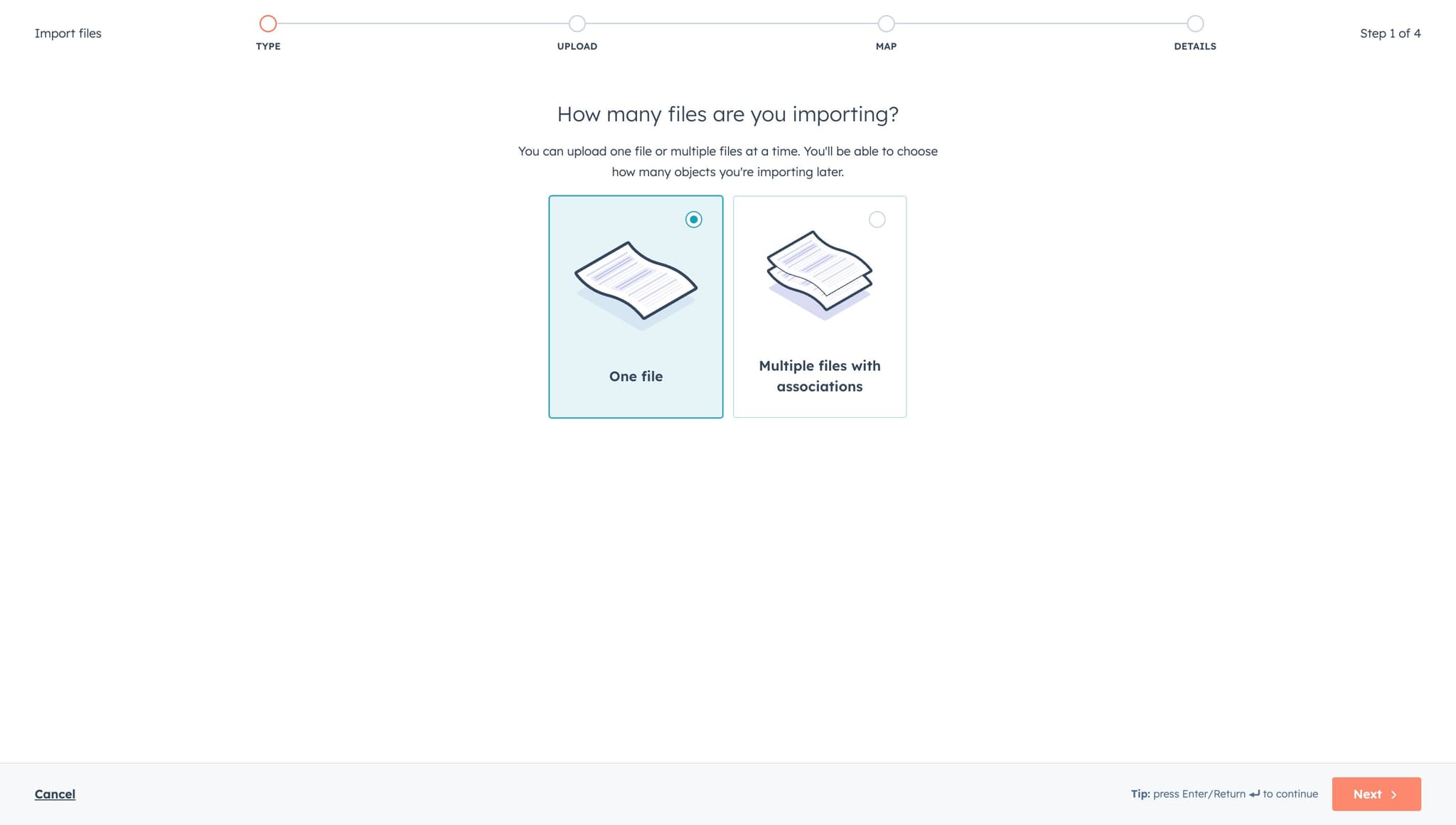 Continue to object selection