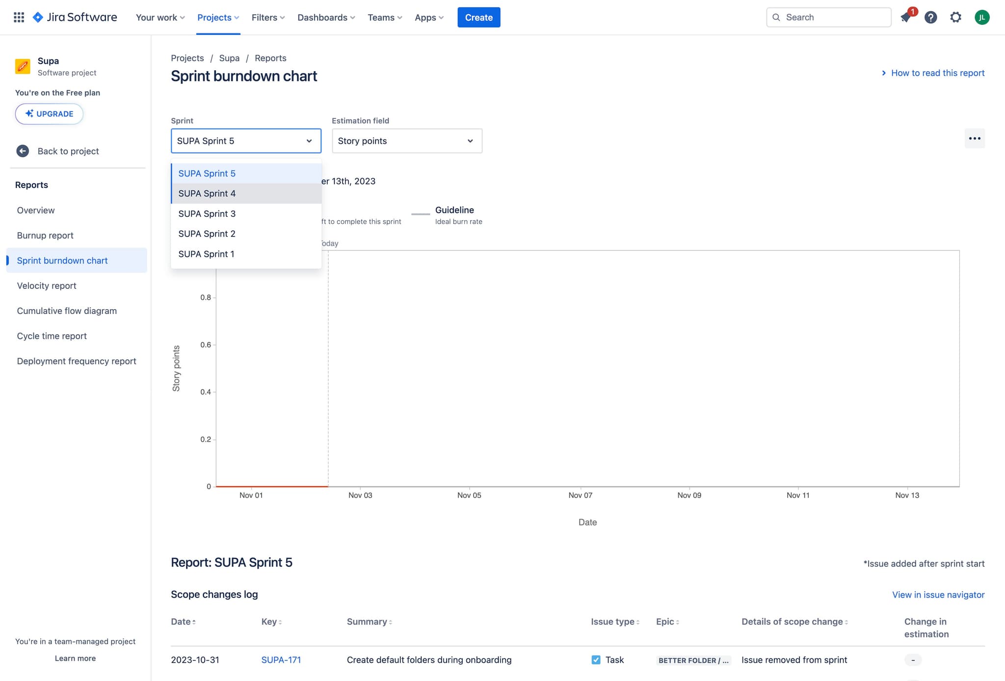 Choose your past sprint
