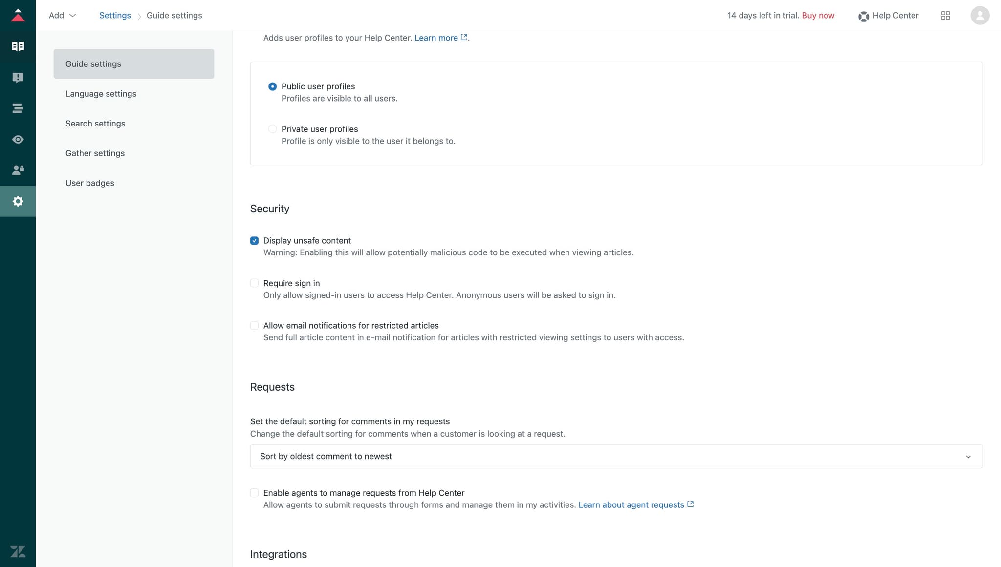 Access the article management section