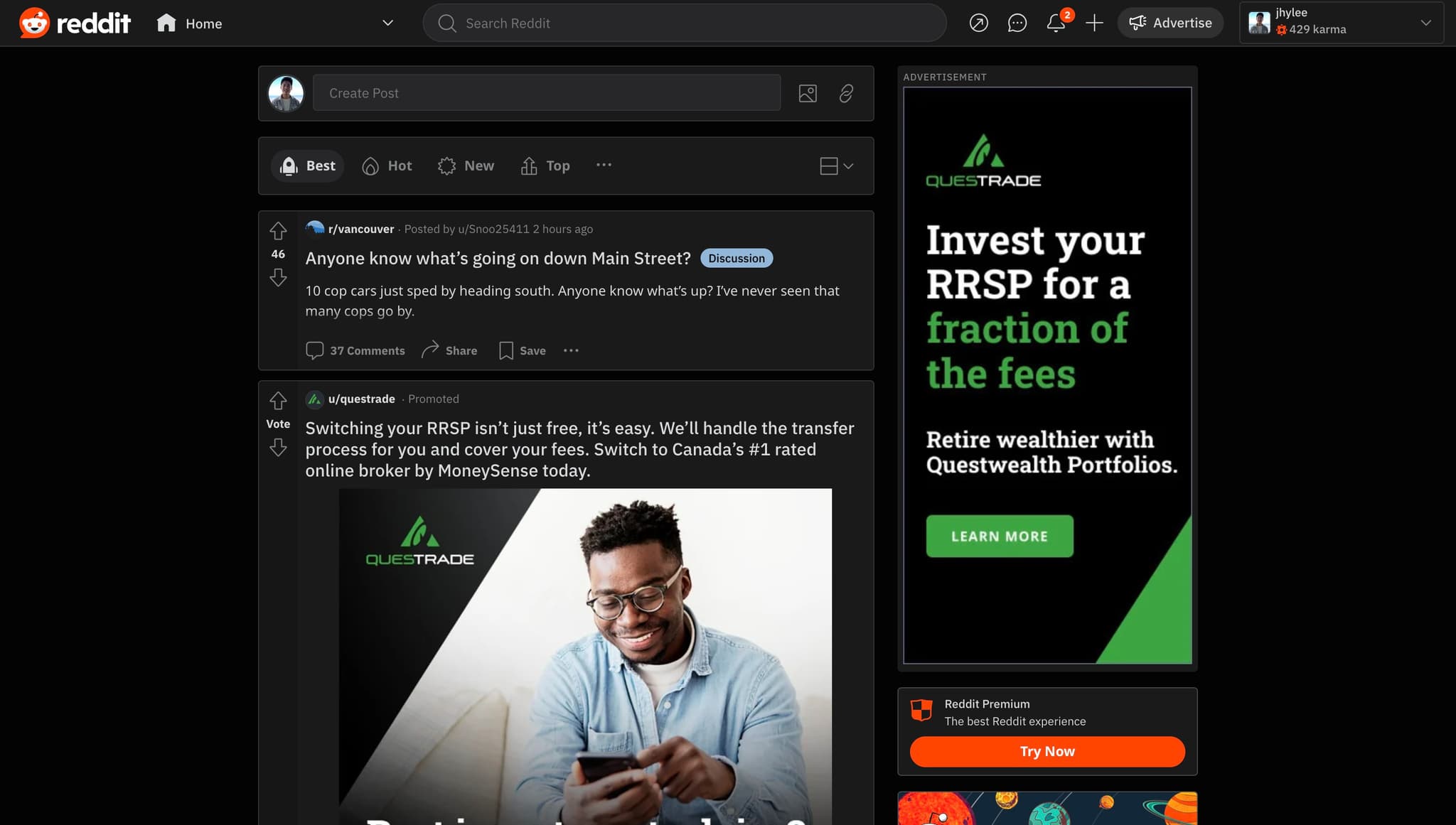 Click on your karma score