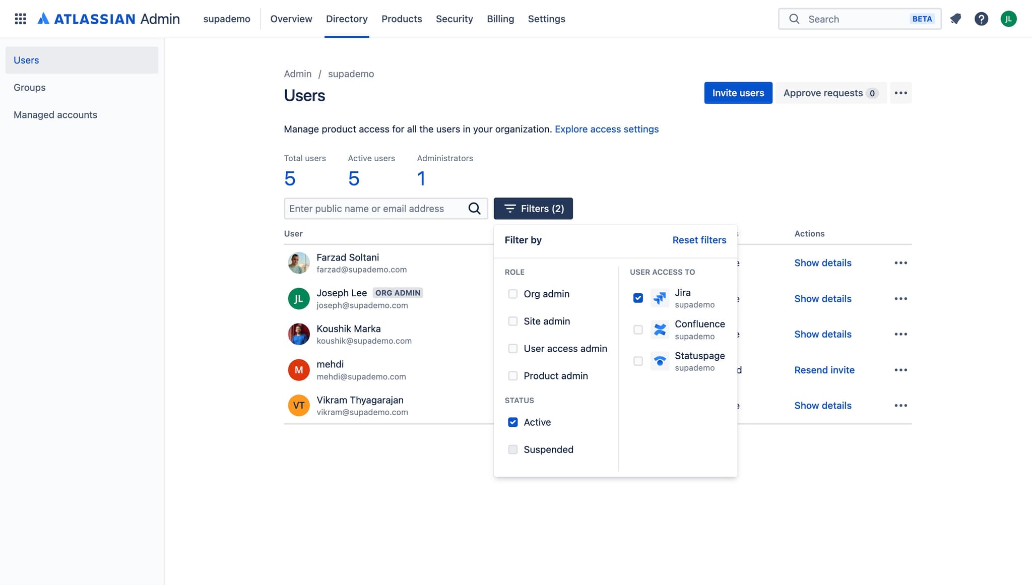 Select the user to edit