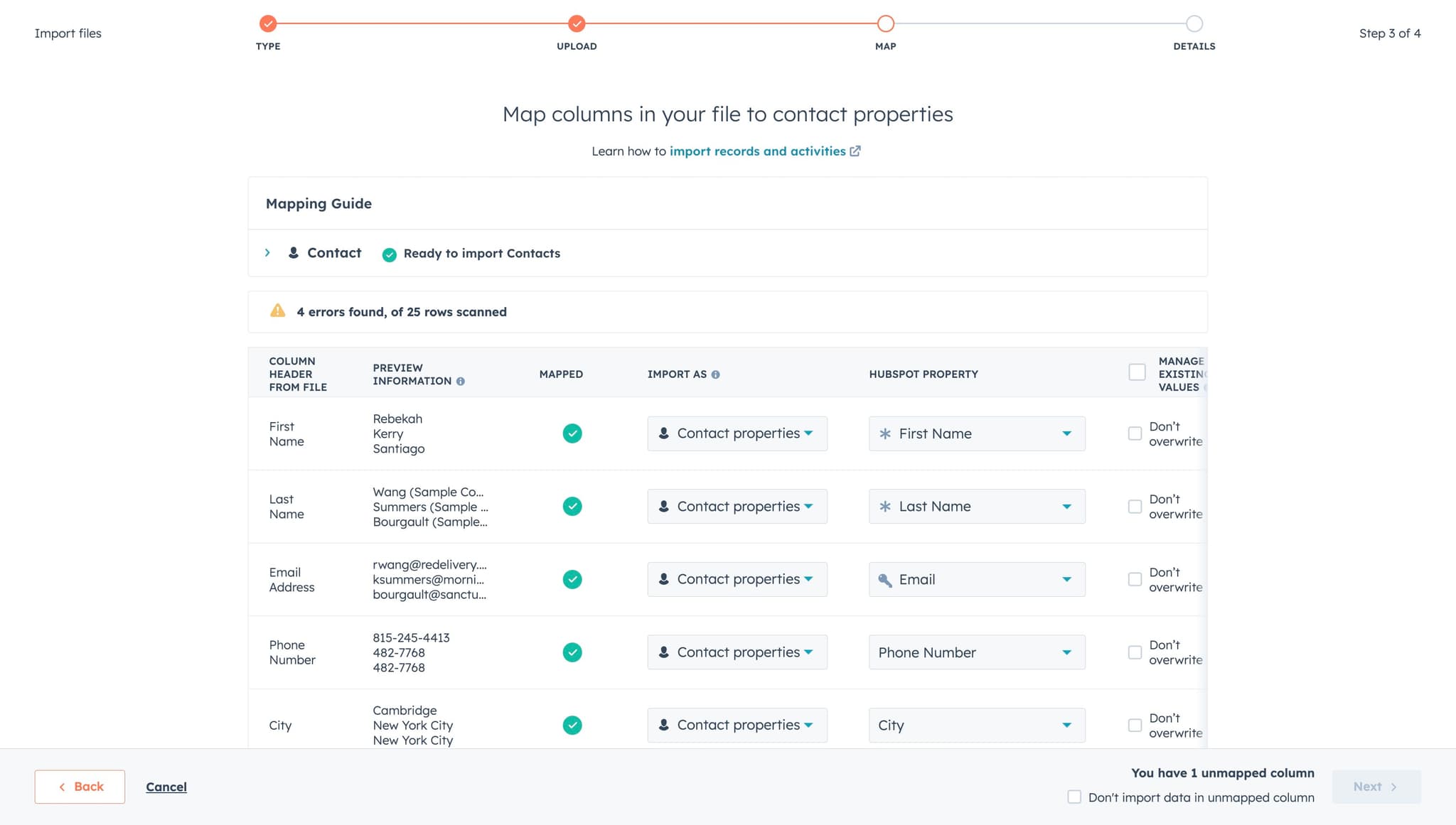 Configure initial mapping settings
