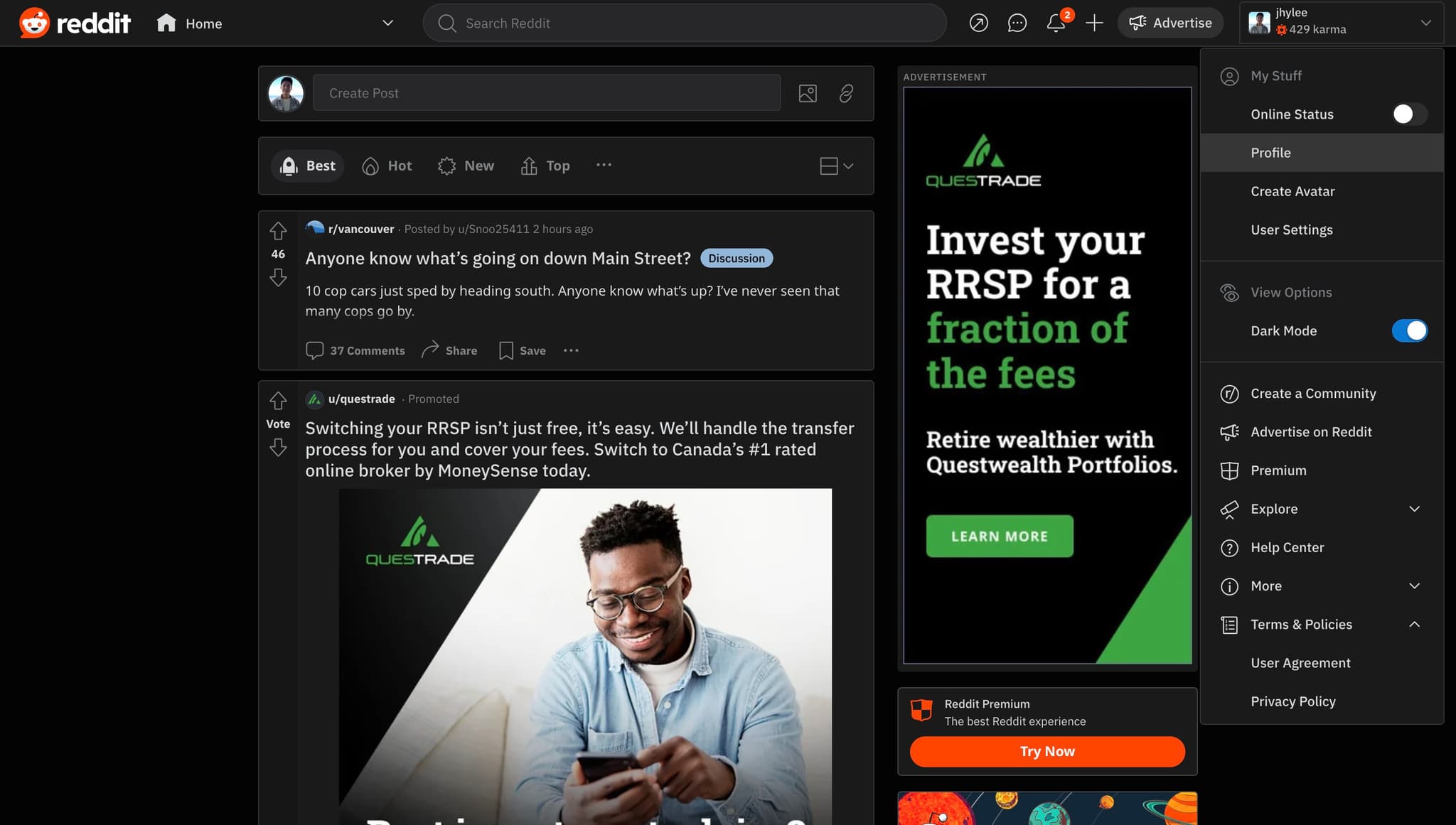Navigate to your profile