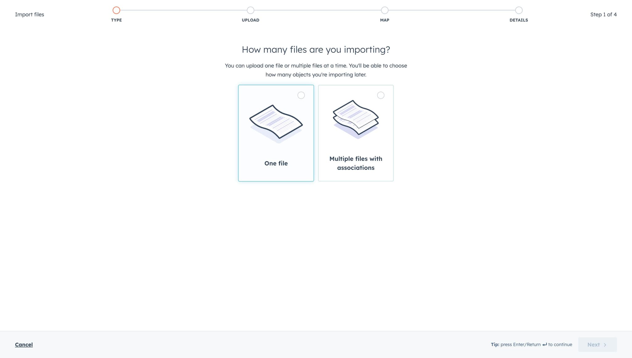 Select single file option