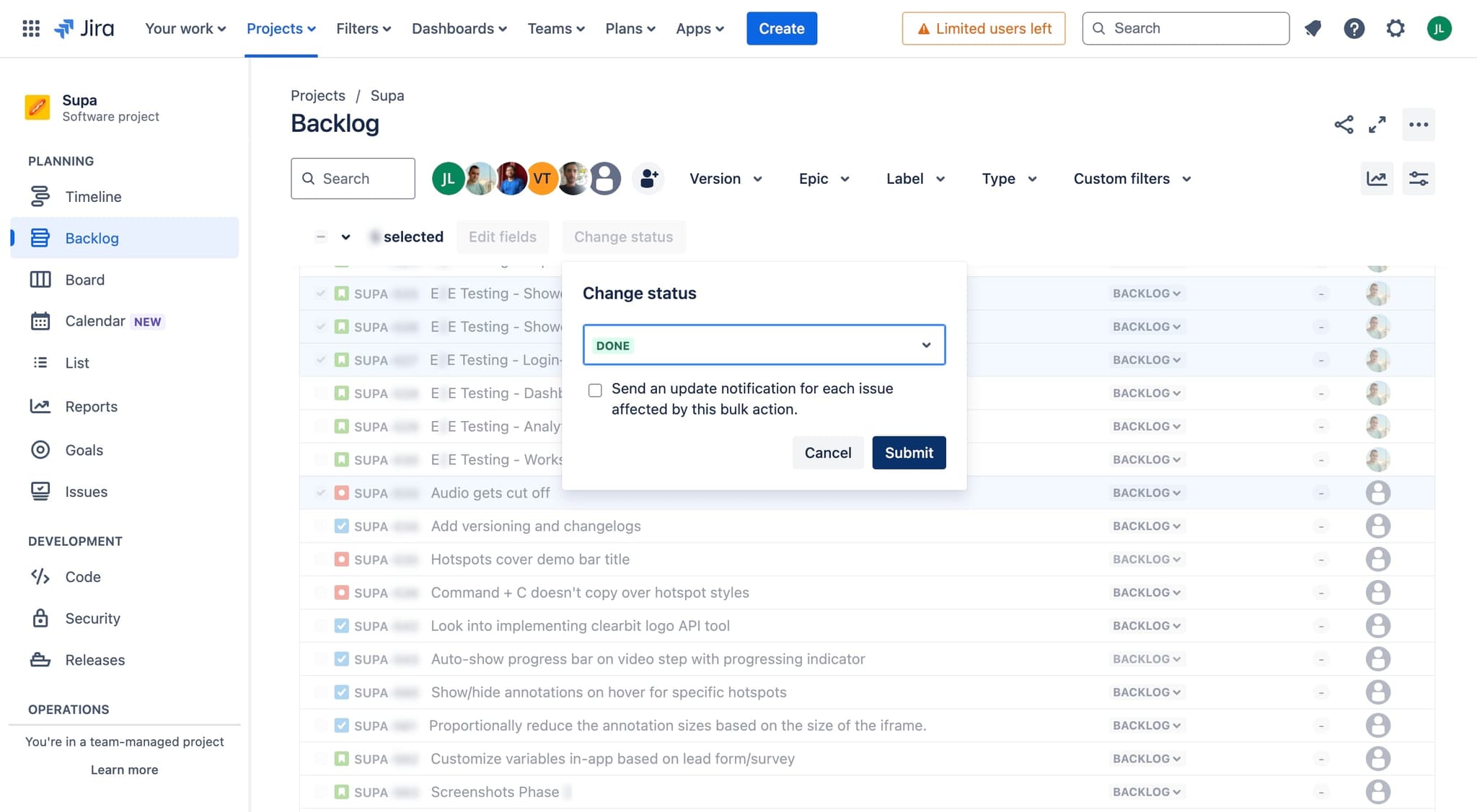 Change status and apply