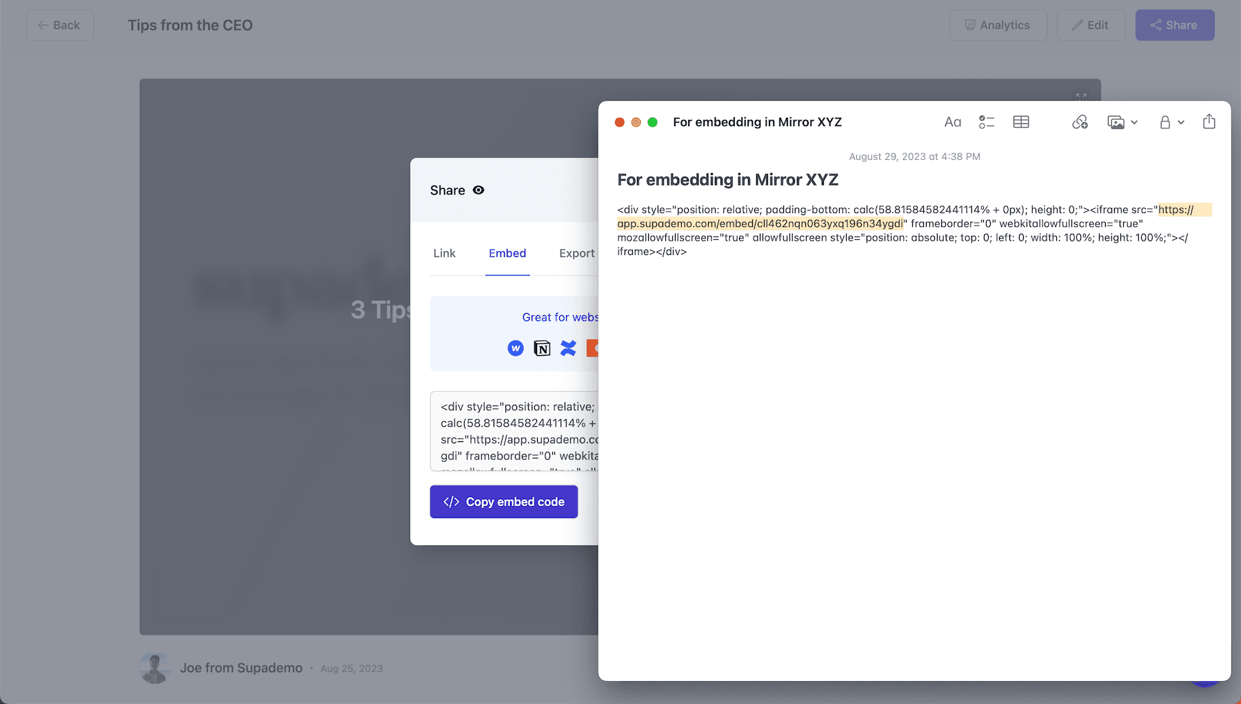 Upload to Mirror.xyz