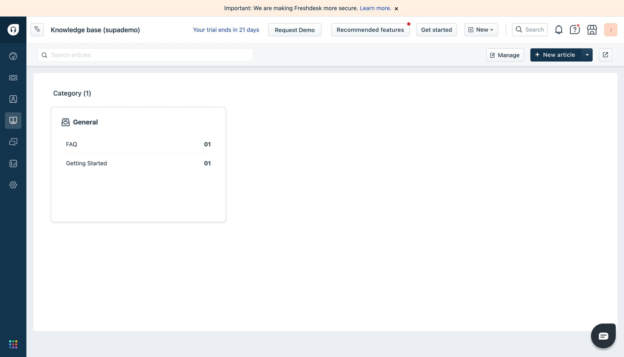 Click on "New article"