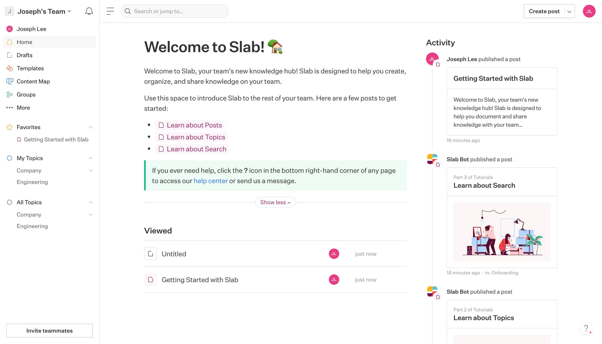 Access your workspace profile