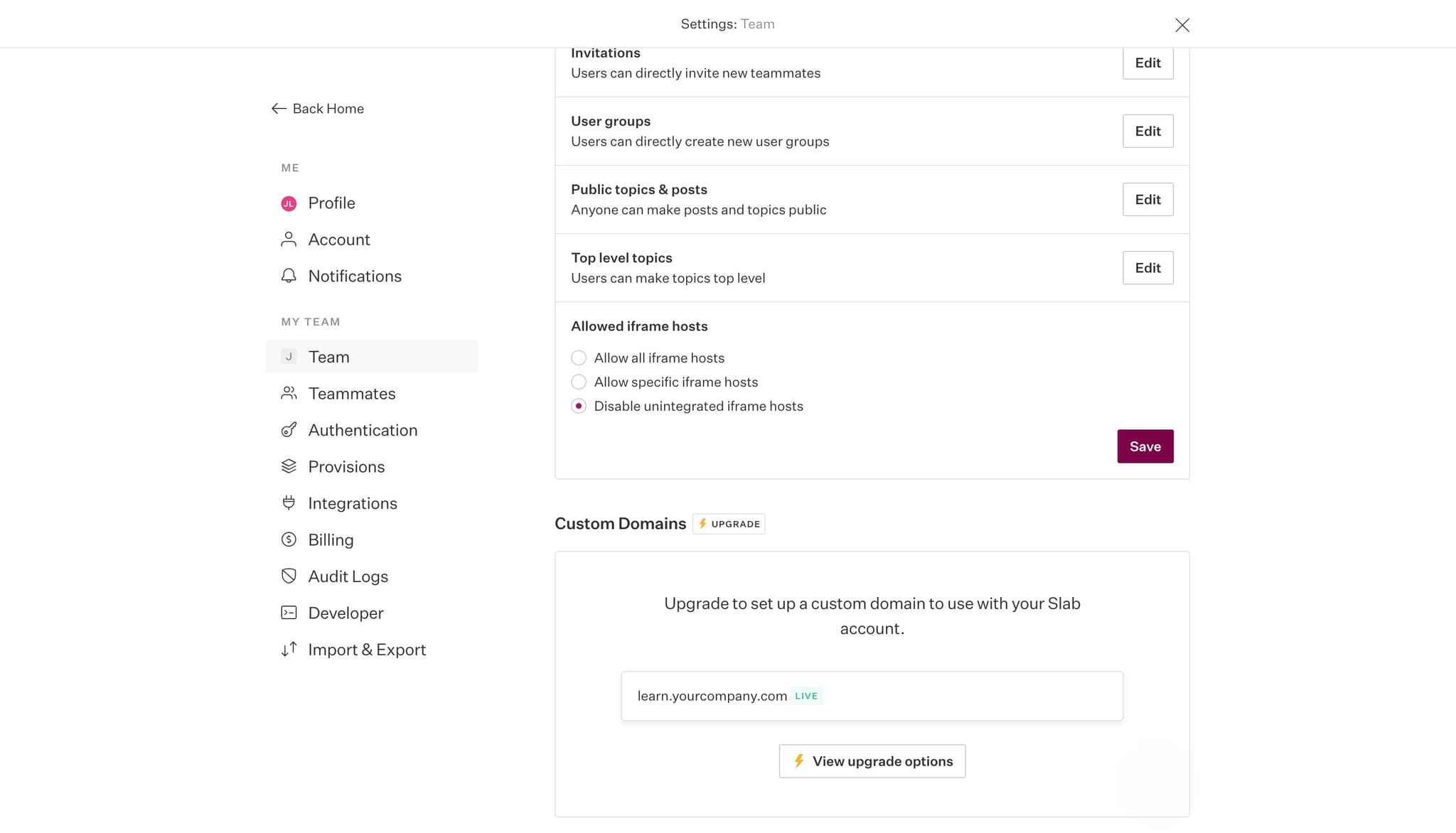 Enable iframe embedding