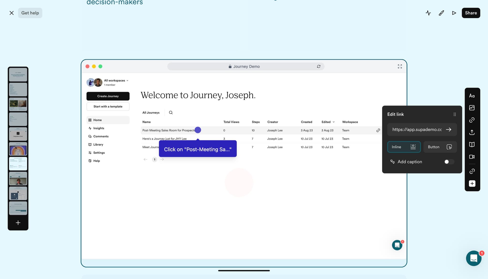 Verify the post-meeting integration
