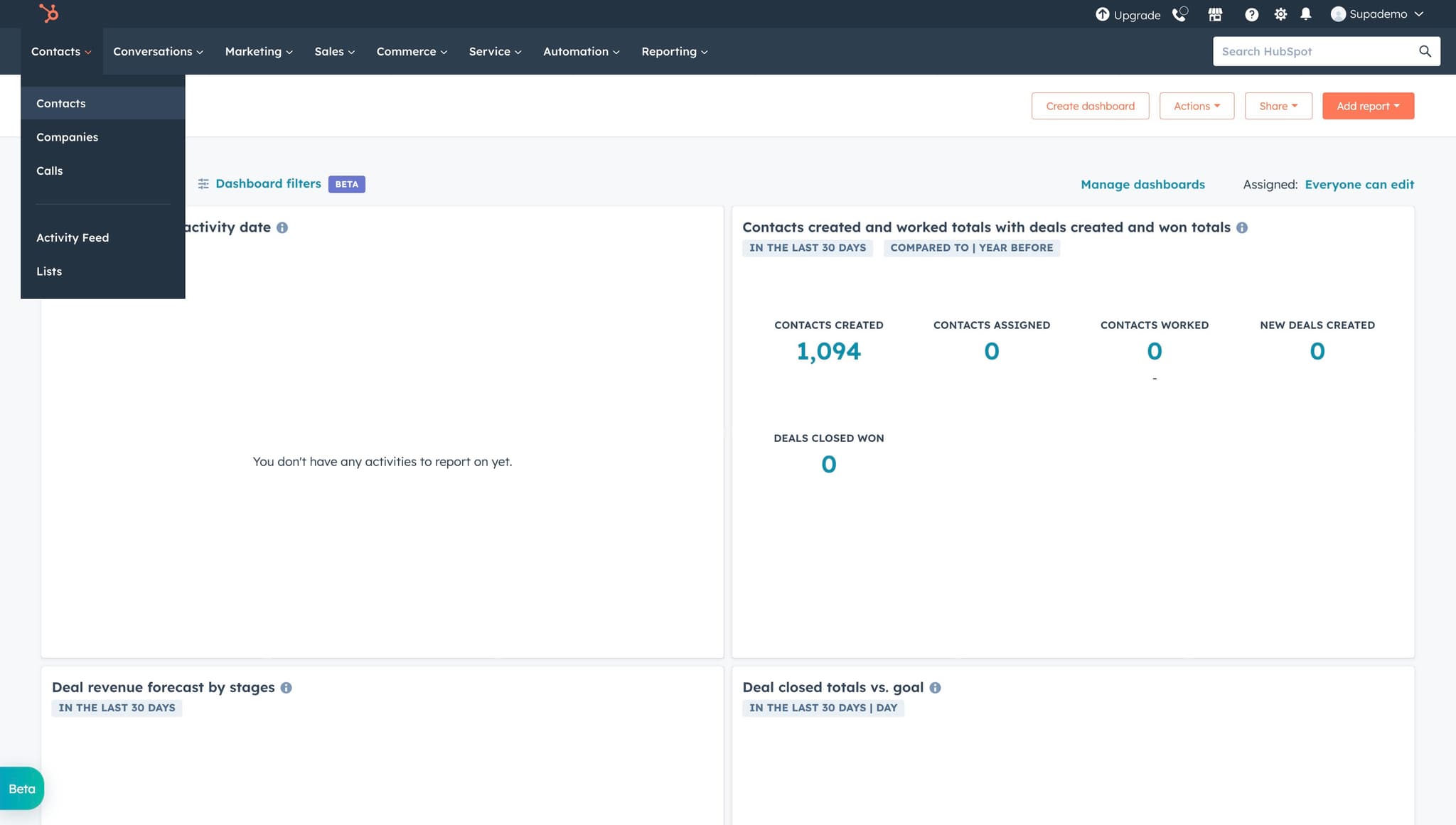 Navigate to Contacts section
