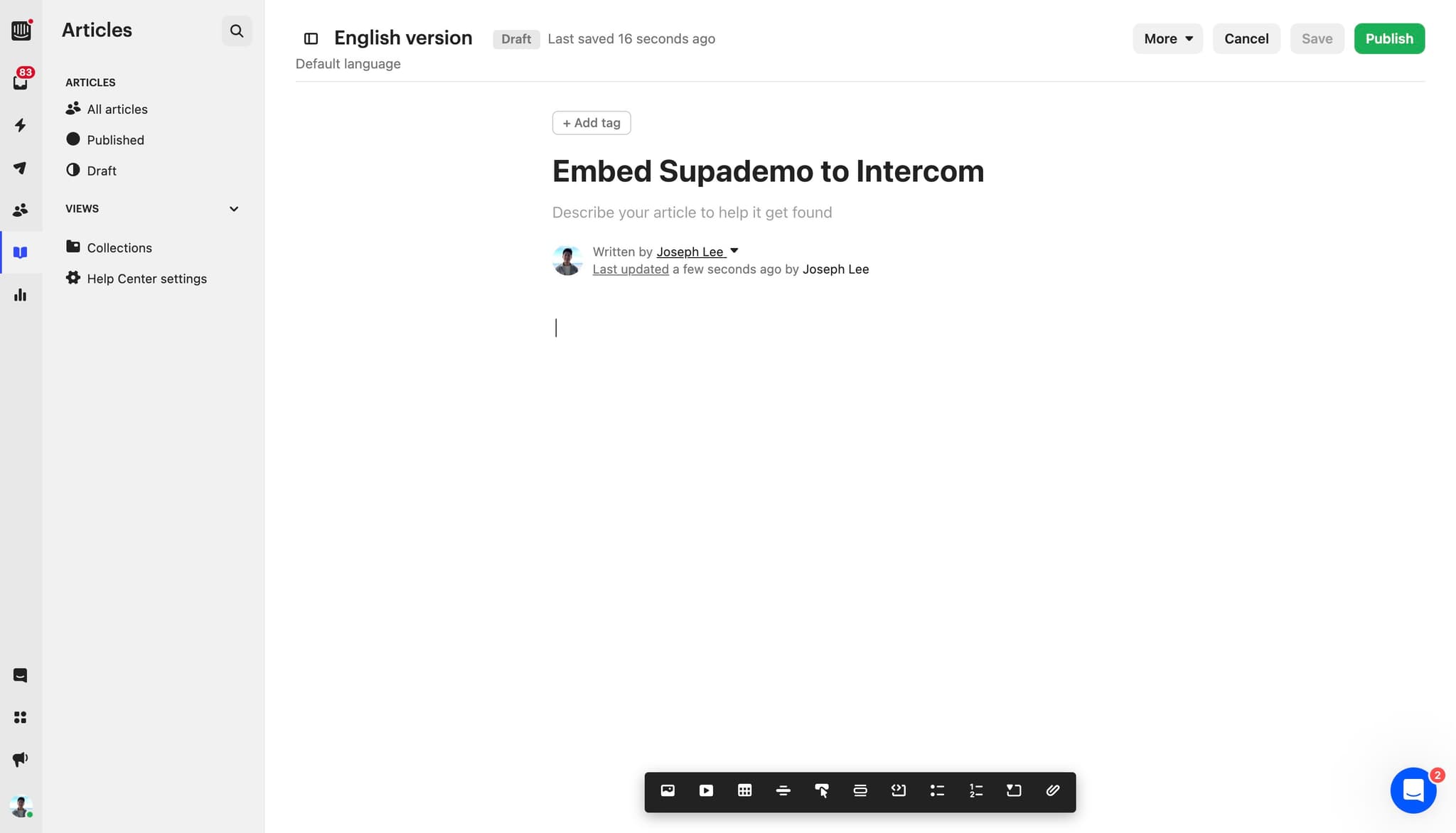 Access the Intercom integration