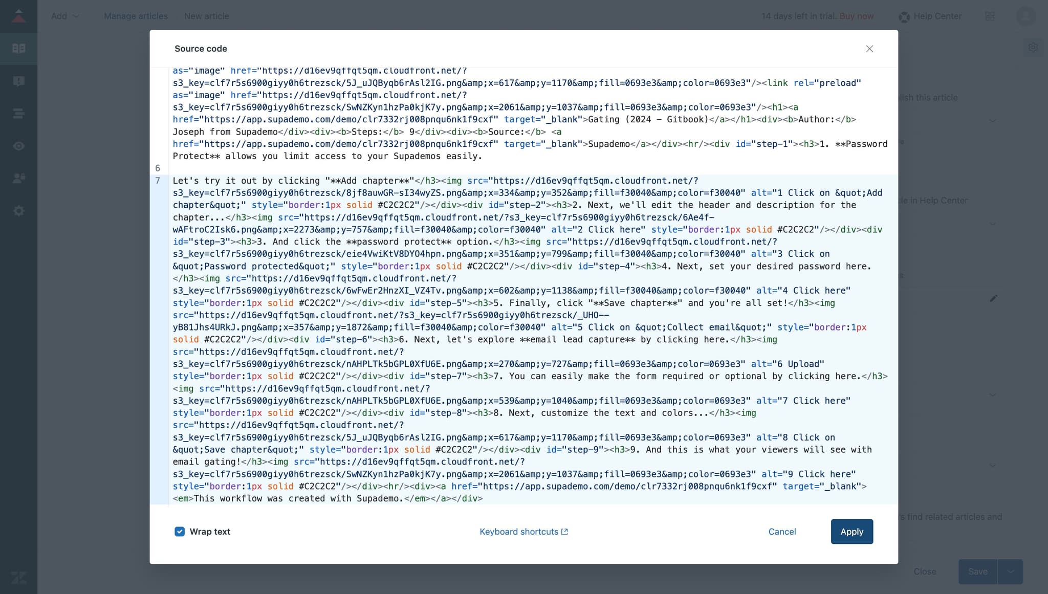 Apply the HTML formatting