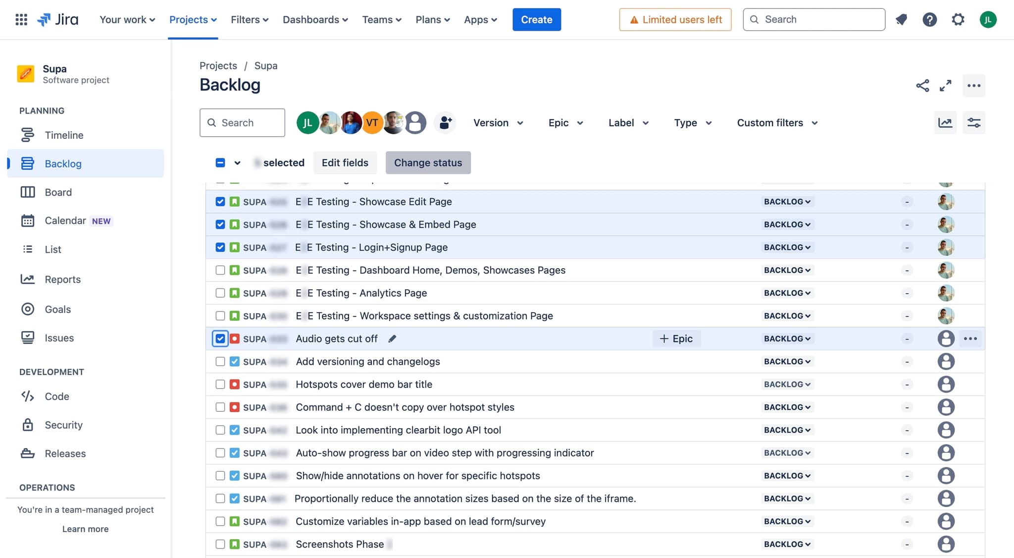 Select multiple issues