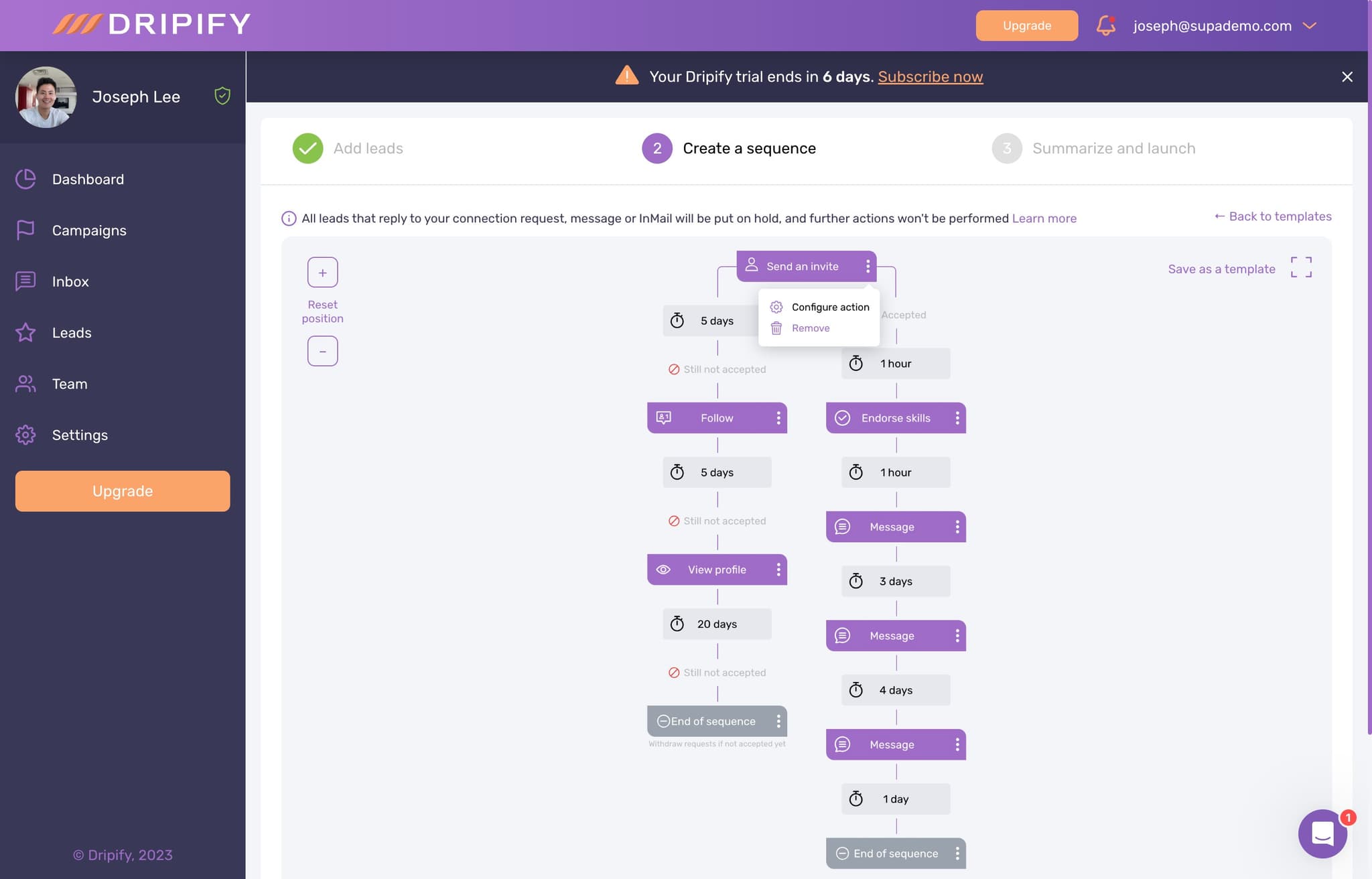 Configure Campaign Actions