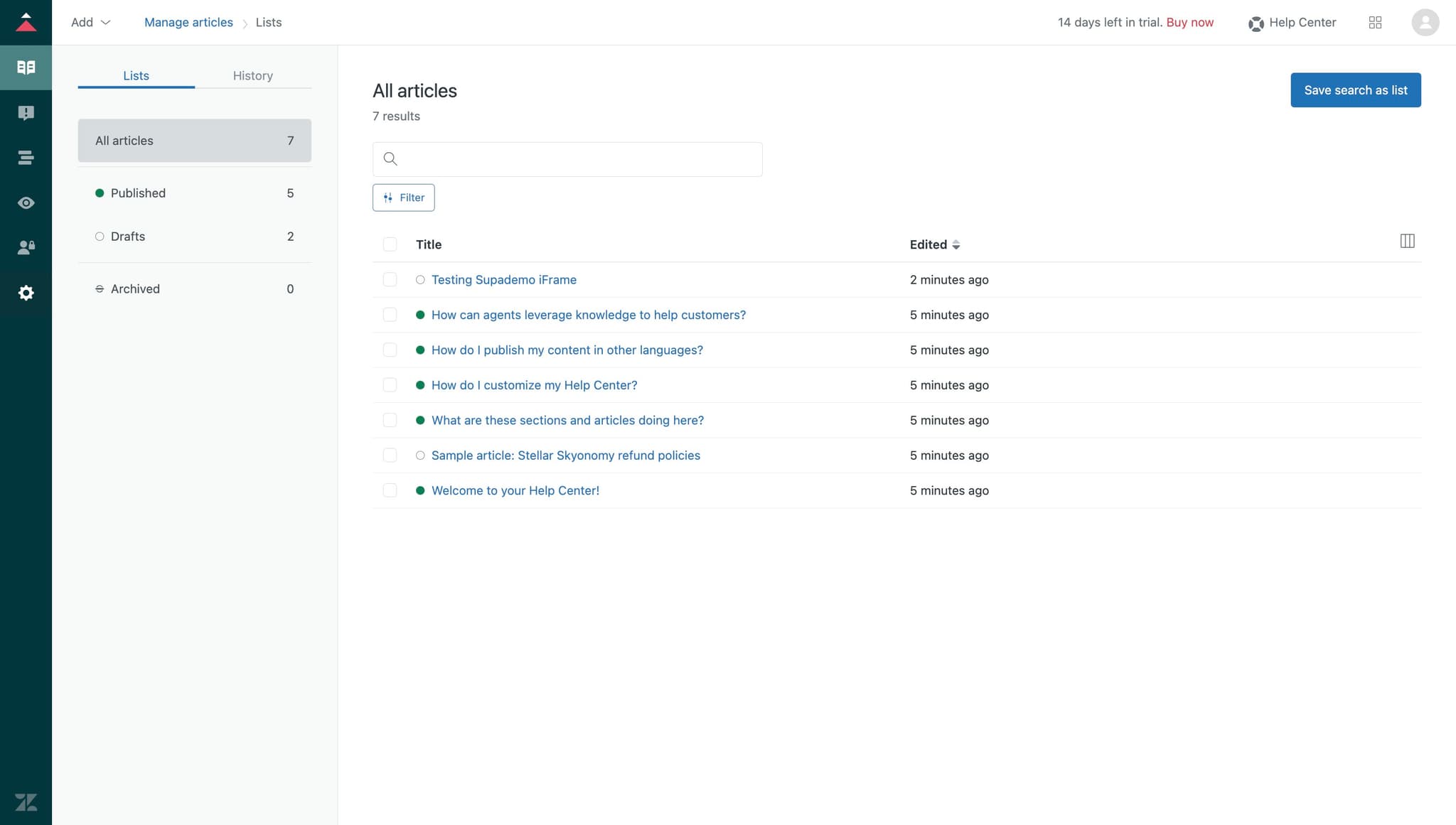 Access the initial settings area