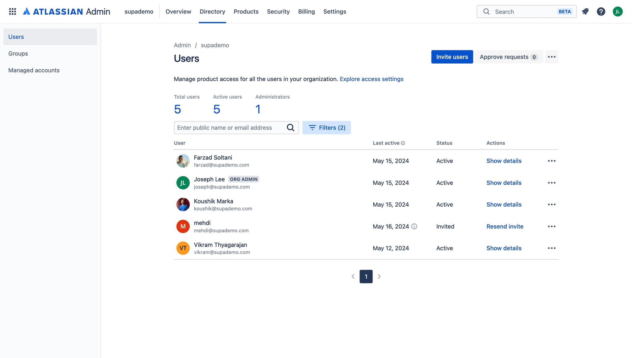 Filter for suspended accounts