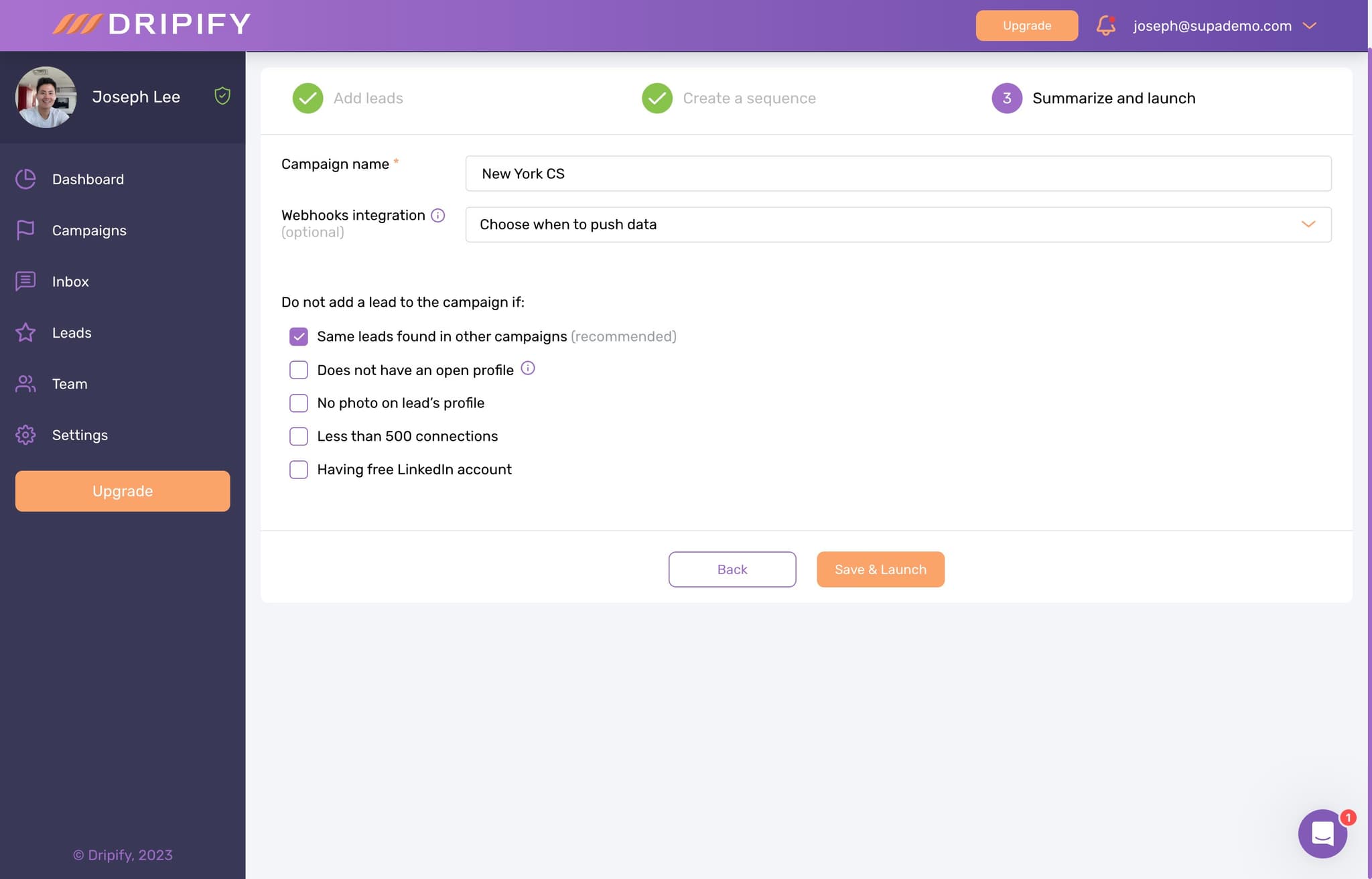Save and Launch Your Sequence