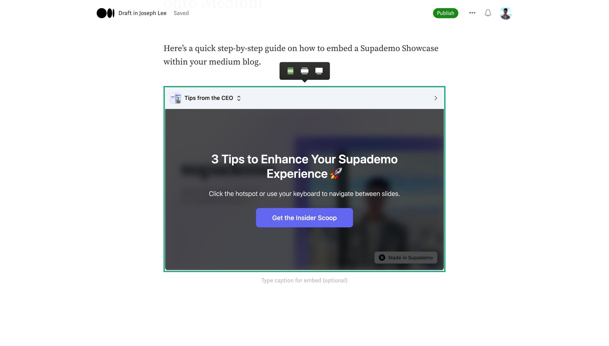 Preview the embedded demo