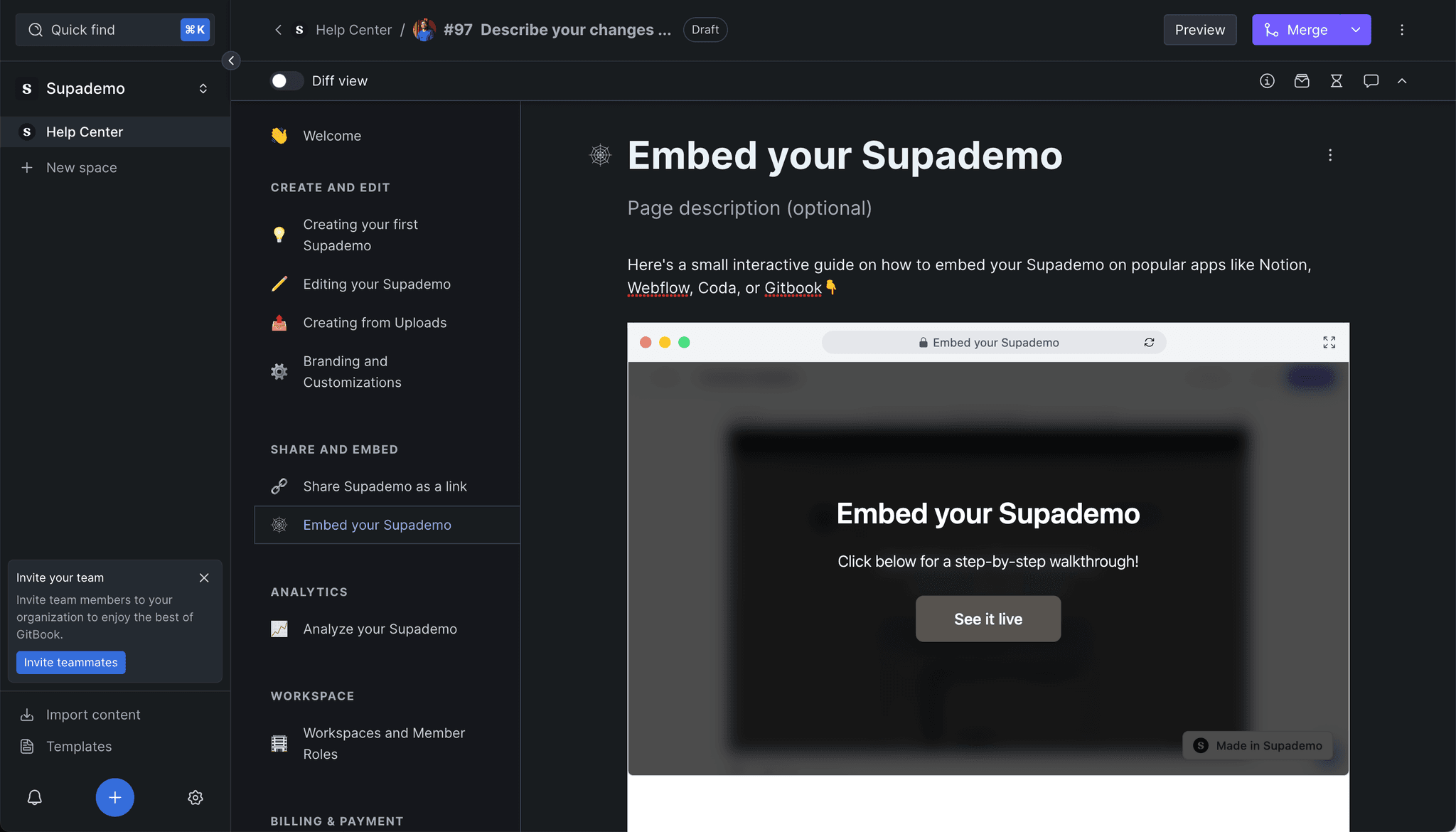 Upload demo to Gitbook