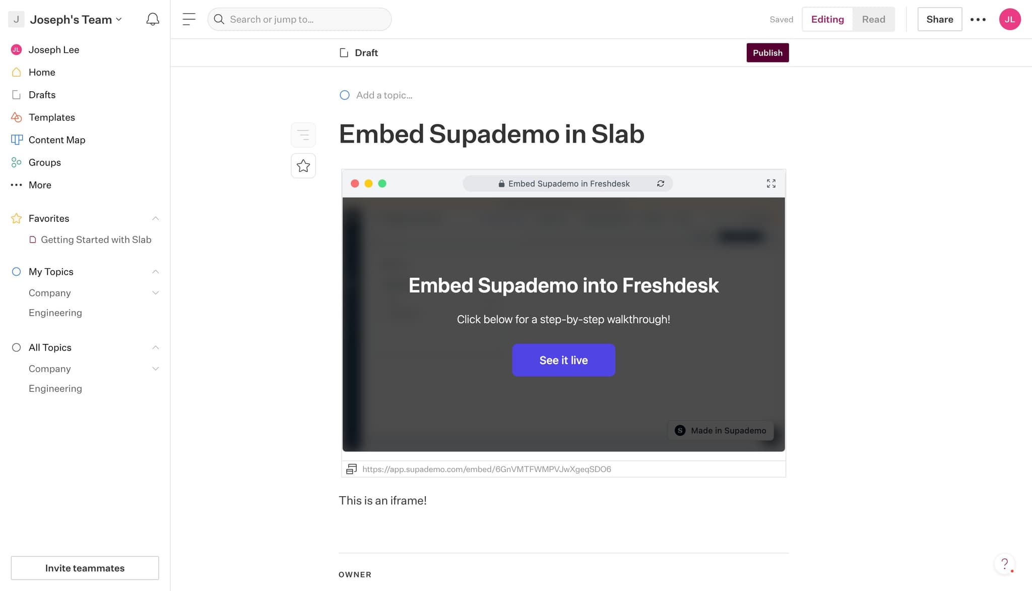 Publish your embedded demo