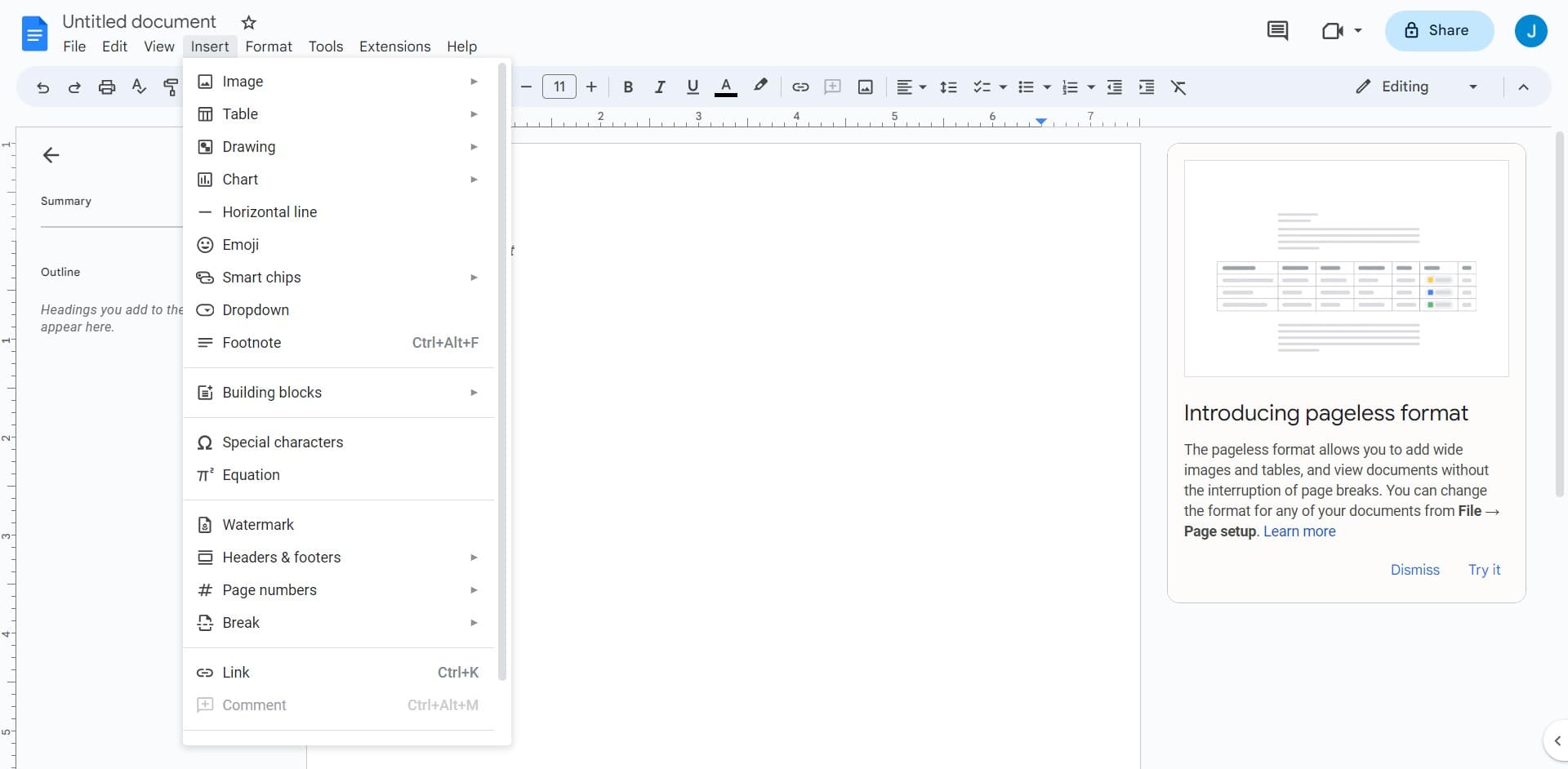 Select Insert option