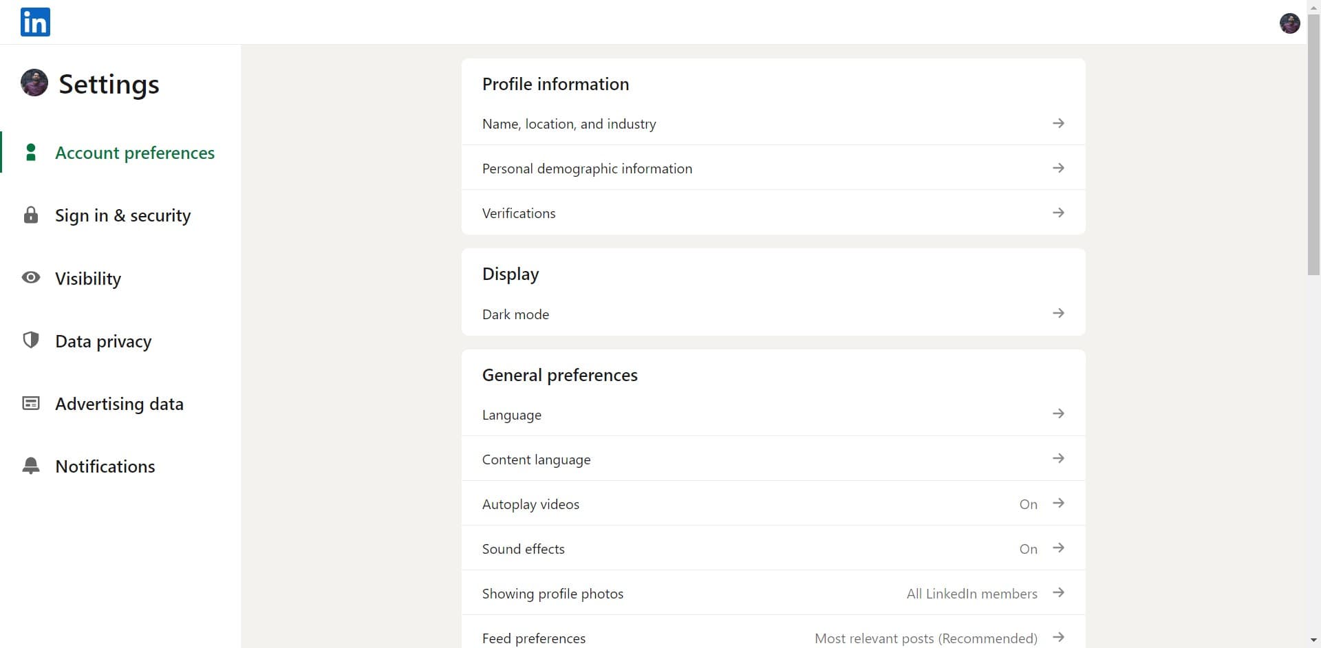 Navigate to Visibility settings