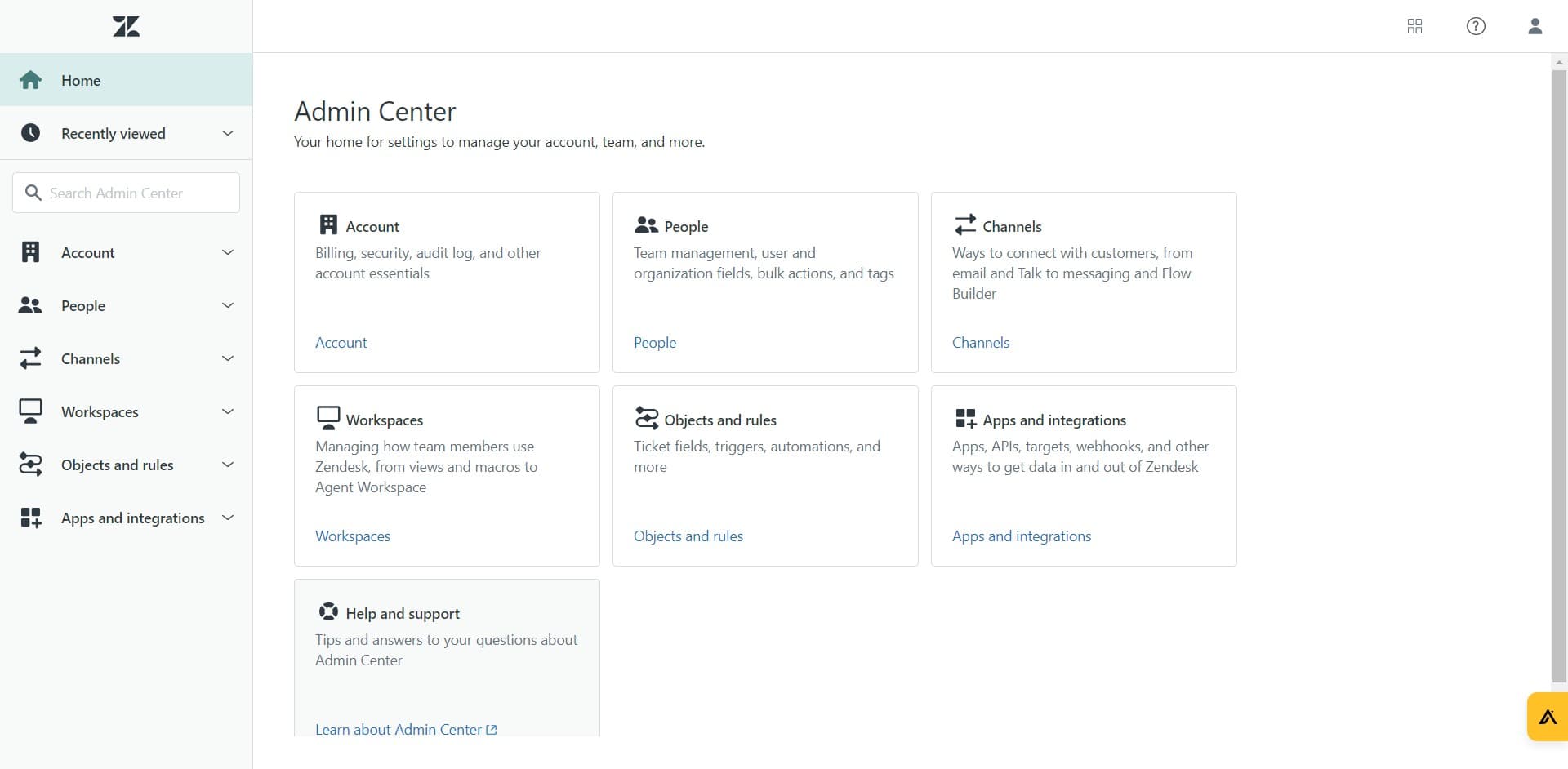 Open the Admin Center