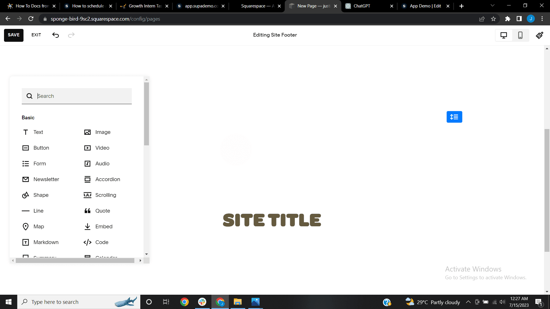 Upload or configure the block