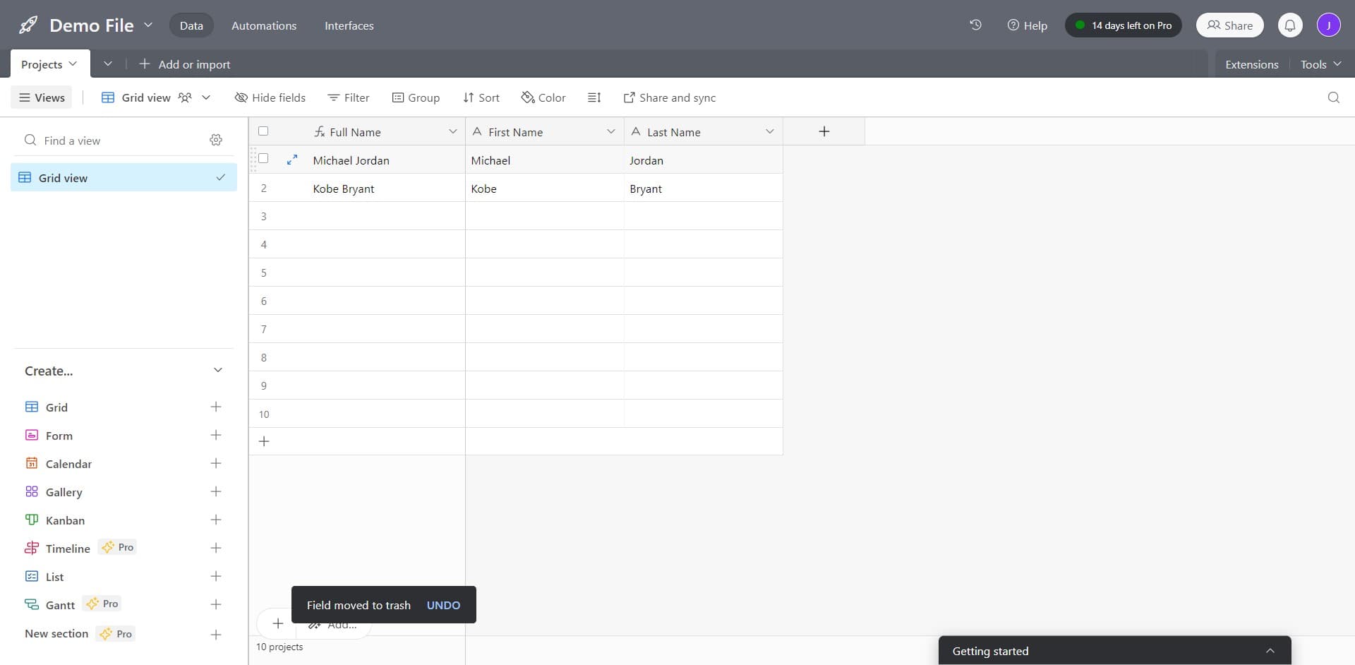 Click on Projects or Add/Import
