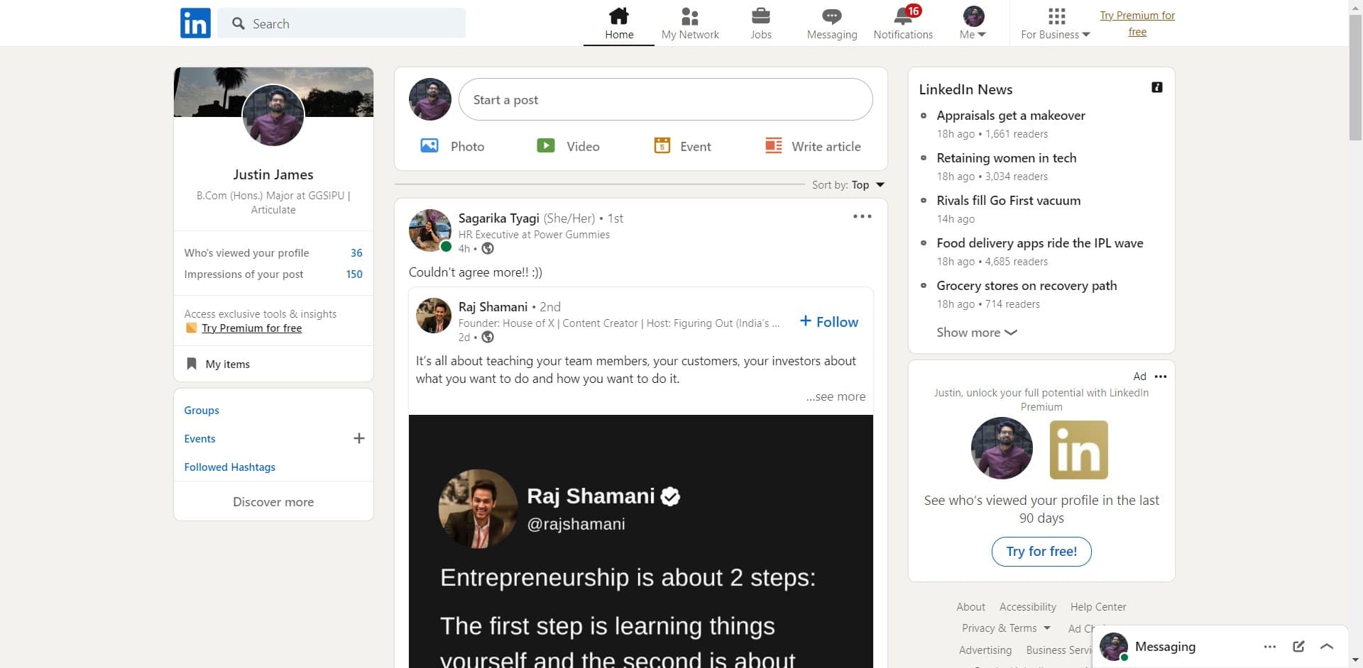 Navigate to the person's profile