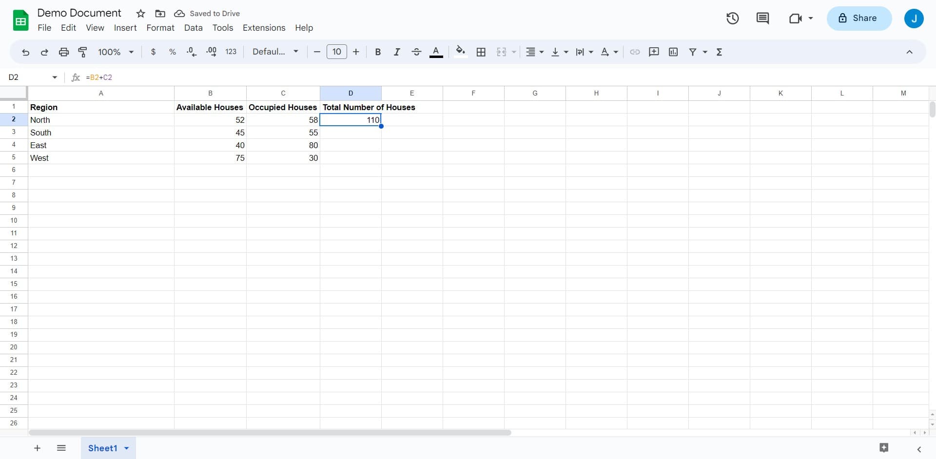 Enter the SUM formula