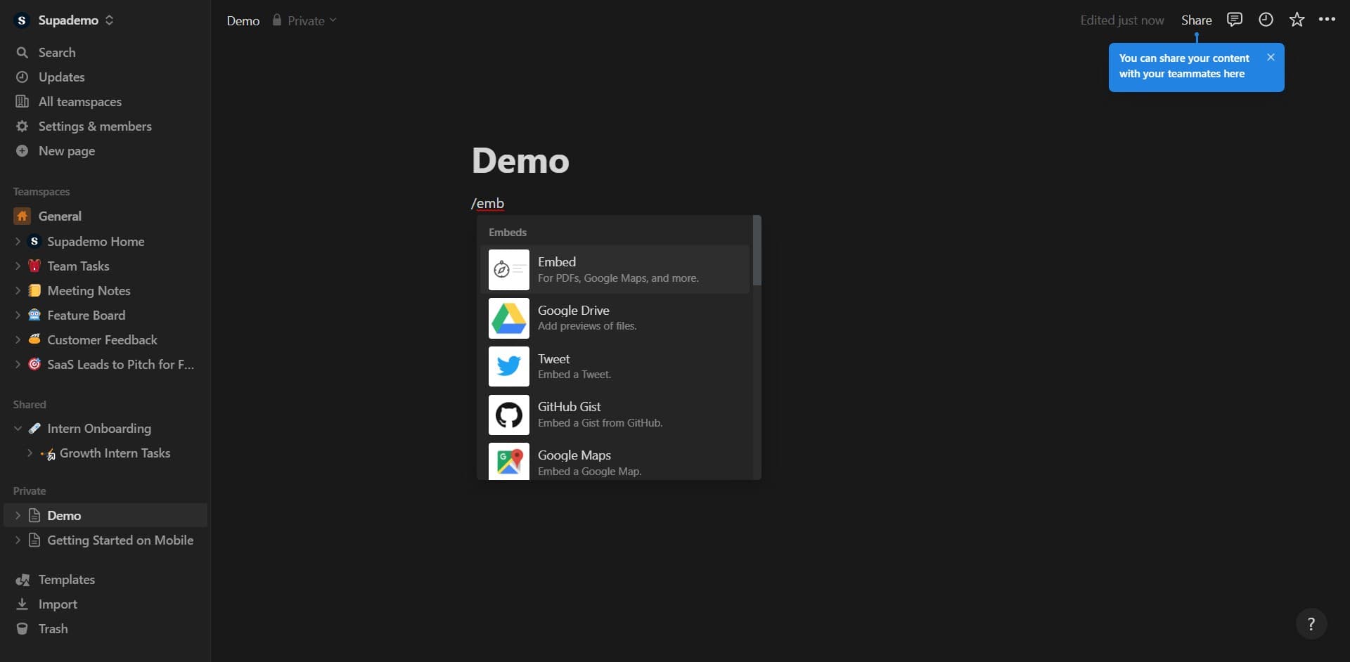 Choose the embed type