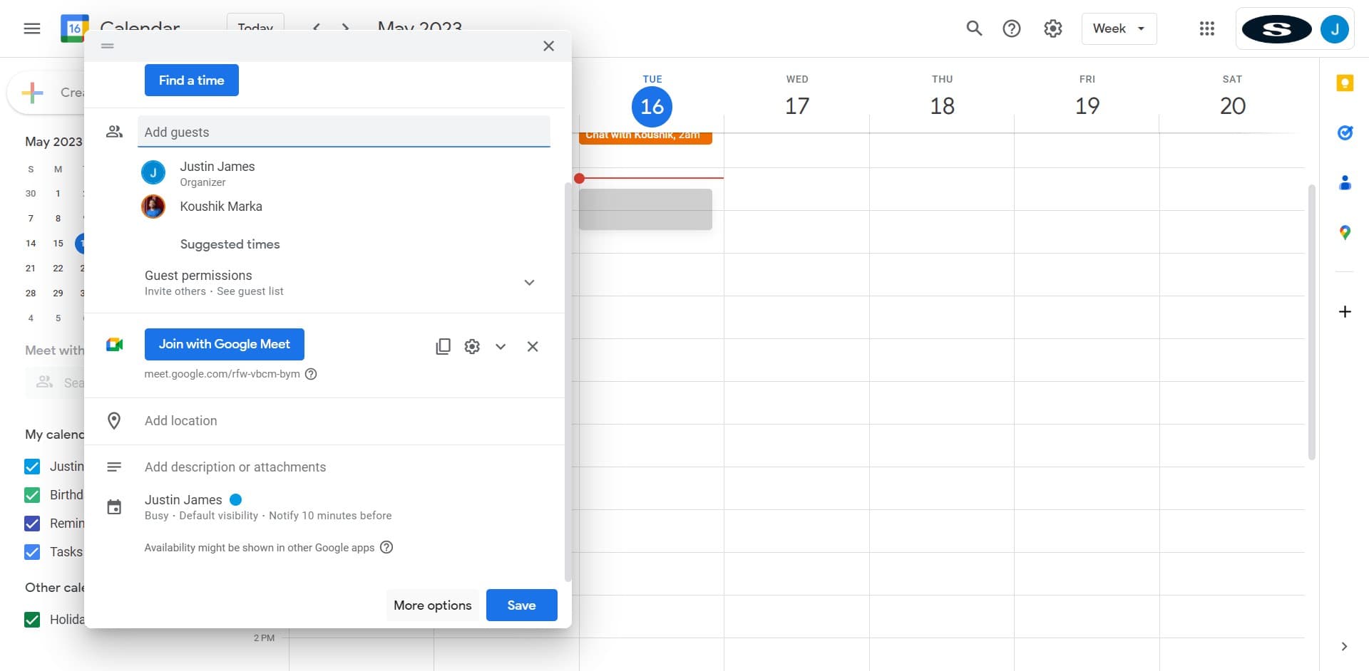 Click on More options