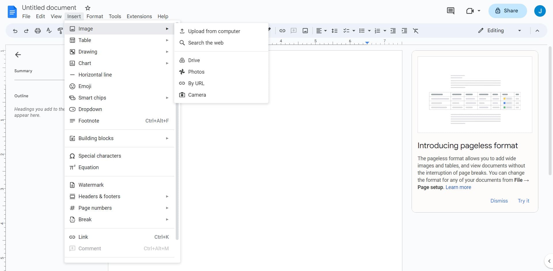 Navigate to Image submenu