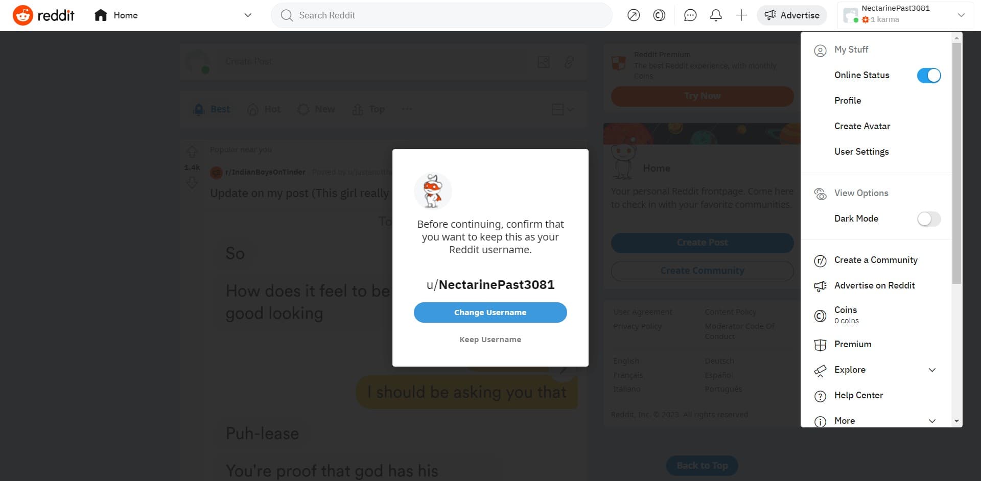 Select Change Username option