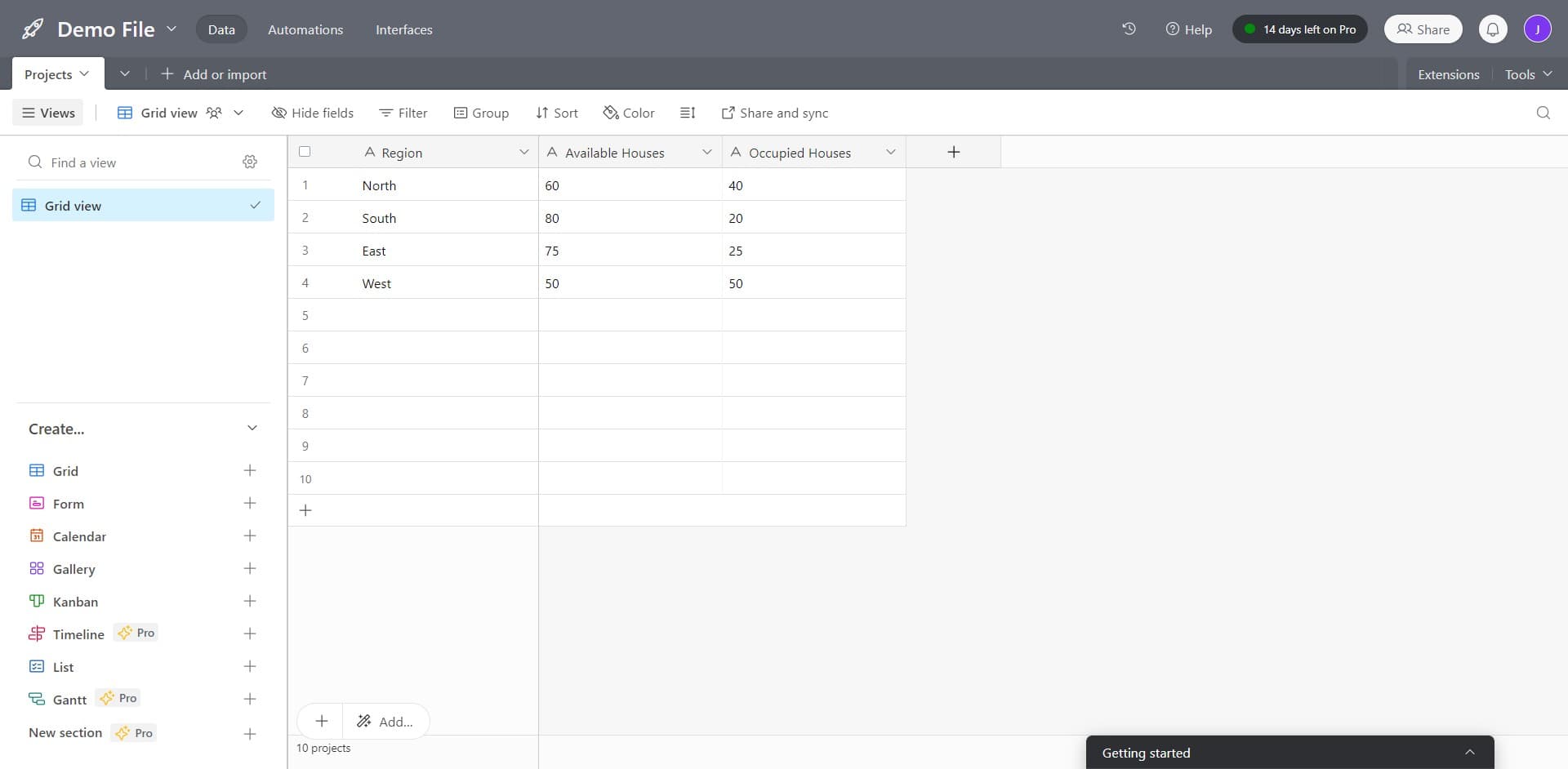 Navigate to Projects and Imports