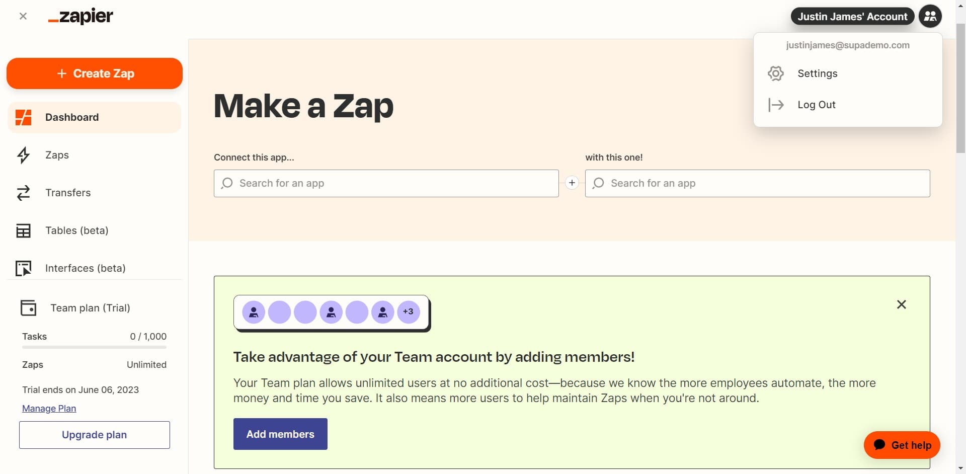 Click on your account image