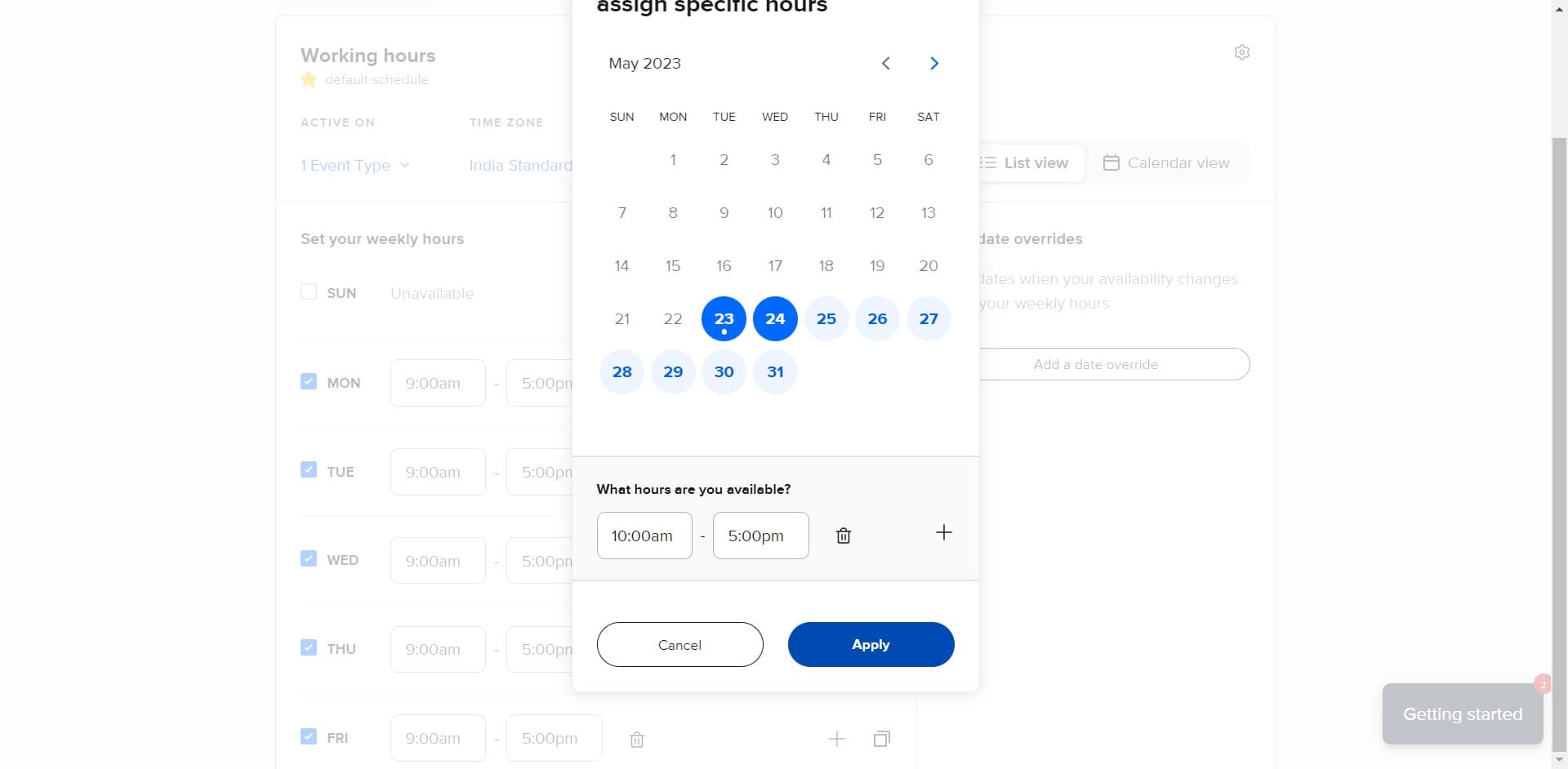 Apply the override settings