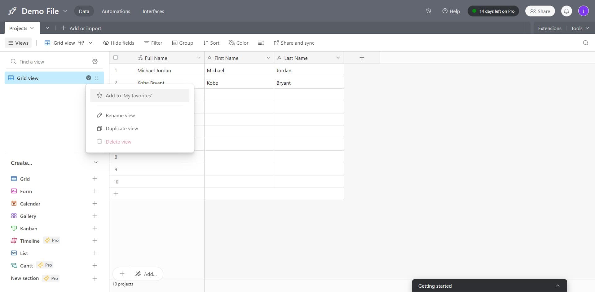 Locate the interface options